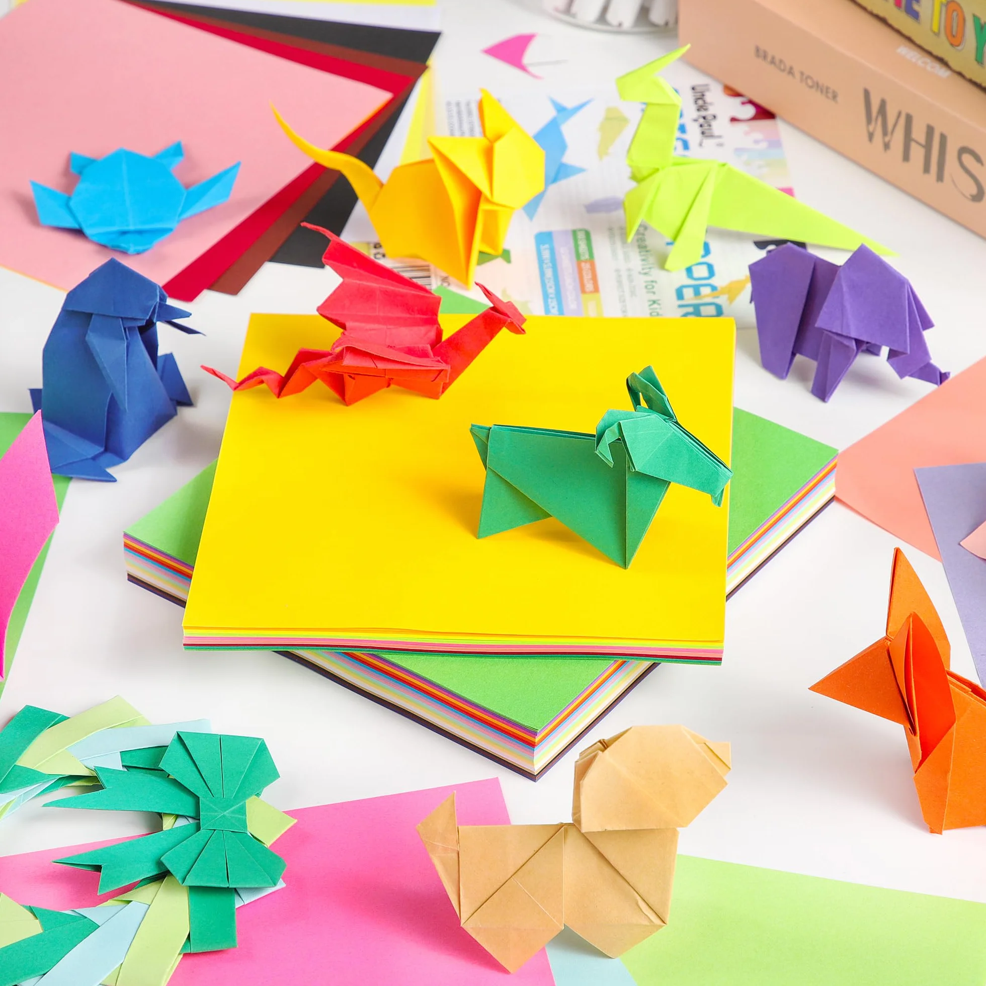 Carta per Origami Colorata 300 Fogli 15x15cm 70gsm 25 Colori Vividi Foglio Quadrato 6 Pollici