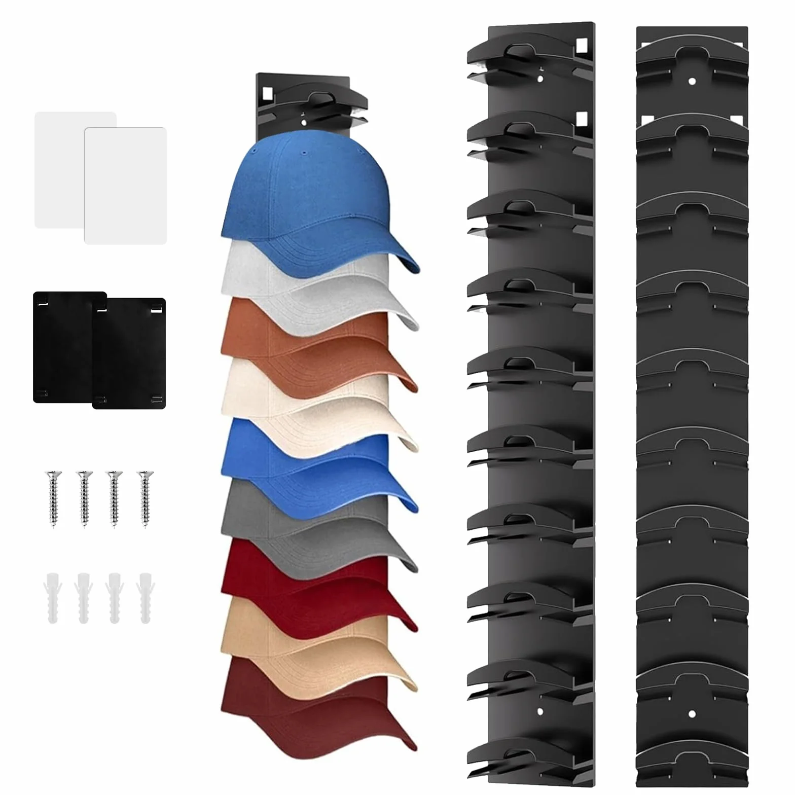 Porta Cappelli da Parete Autoadesivo Fino a 20 Cappelli Organizzatore per Armadio Nero