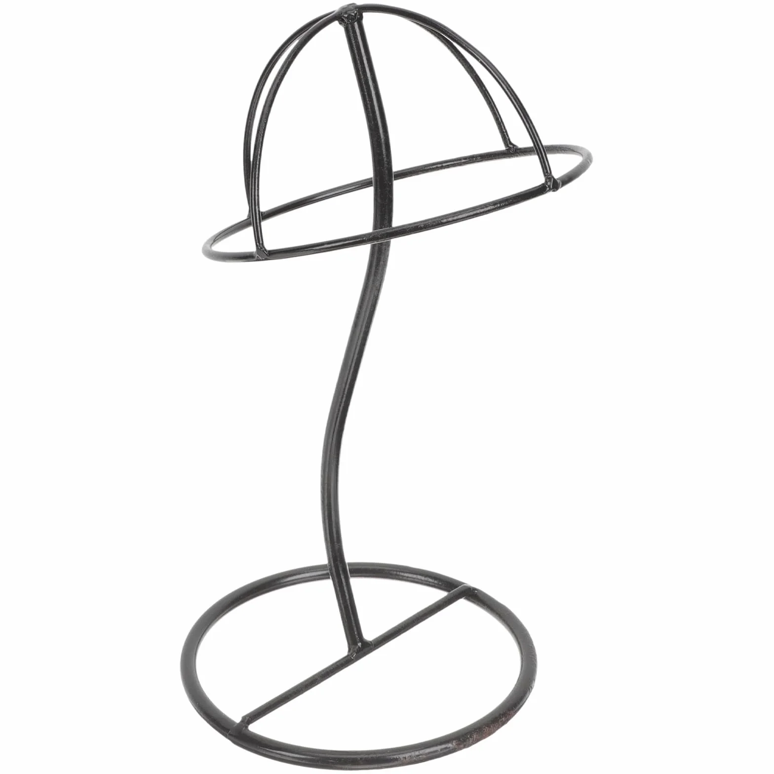 Supporto per Cappelli e Parrucche in Metallo Nero Base Stabile, Espositore da Tavolo per Cappellini Sportivi e Parrucche, per Negozi e Uso Domestico