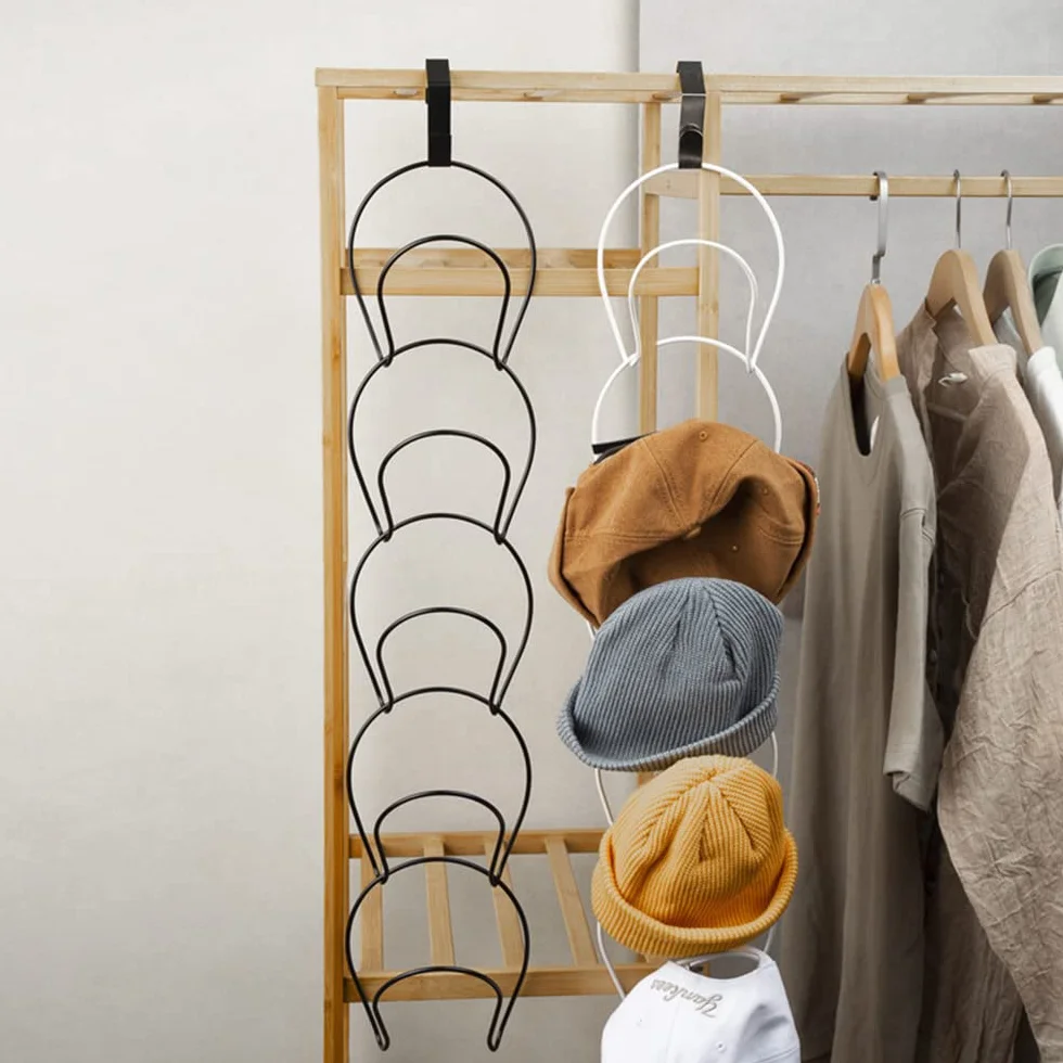 Willoo Ganci Appendi Cappello, Rack per Cappelli, Portacappelli da Muro per Cappelli, Porta Rack per Berretti da Baseball, per Porta, Armadio, Parete, Bagno (Nero)
