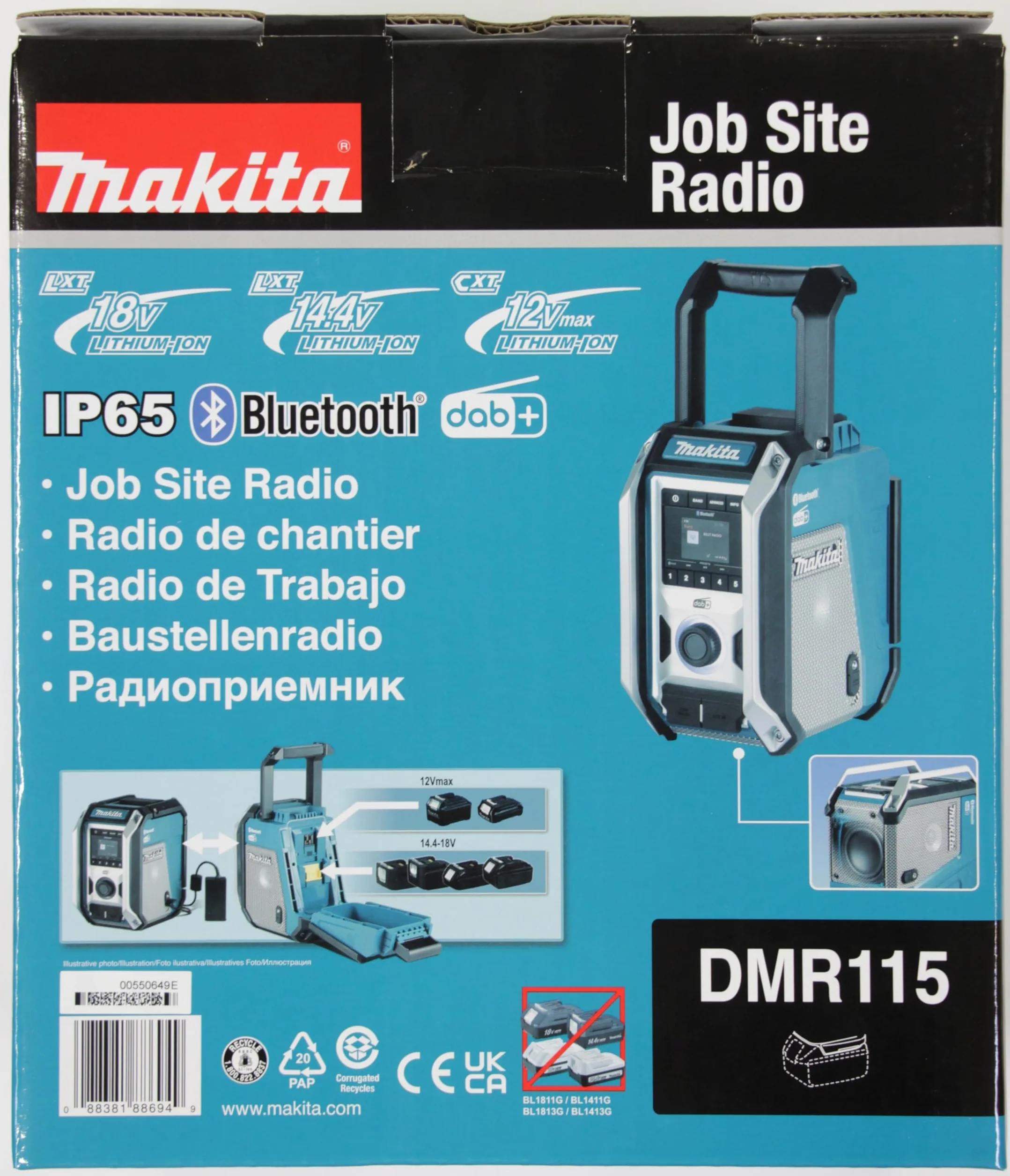 Makita DMR115 radio Worksite Black, Blue