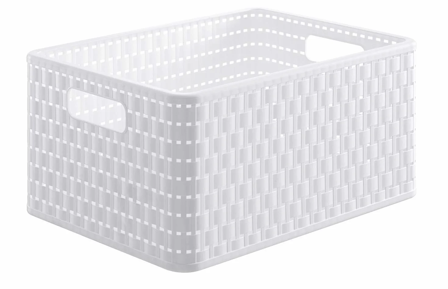 Rotho Country Scatola di Conservazione in Rattan-Look, Plastica PP senza BPA, Bianco, A4/18 L, 36.8 x 27.8 x 19.1 cm