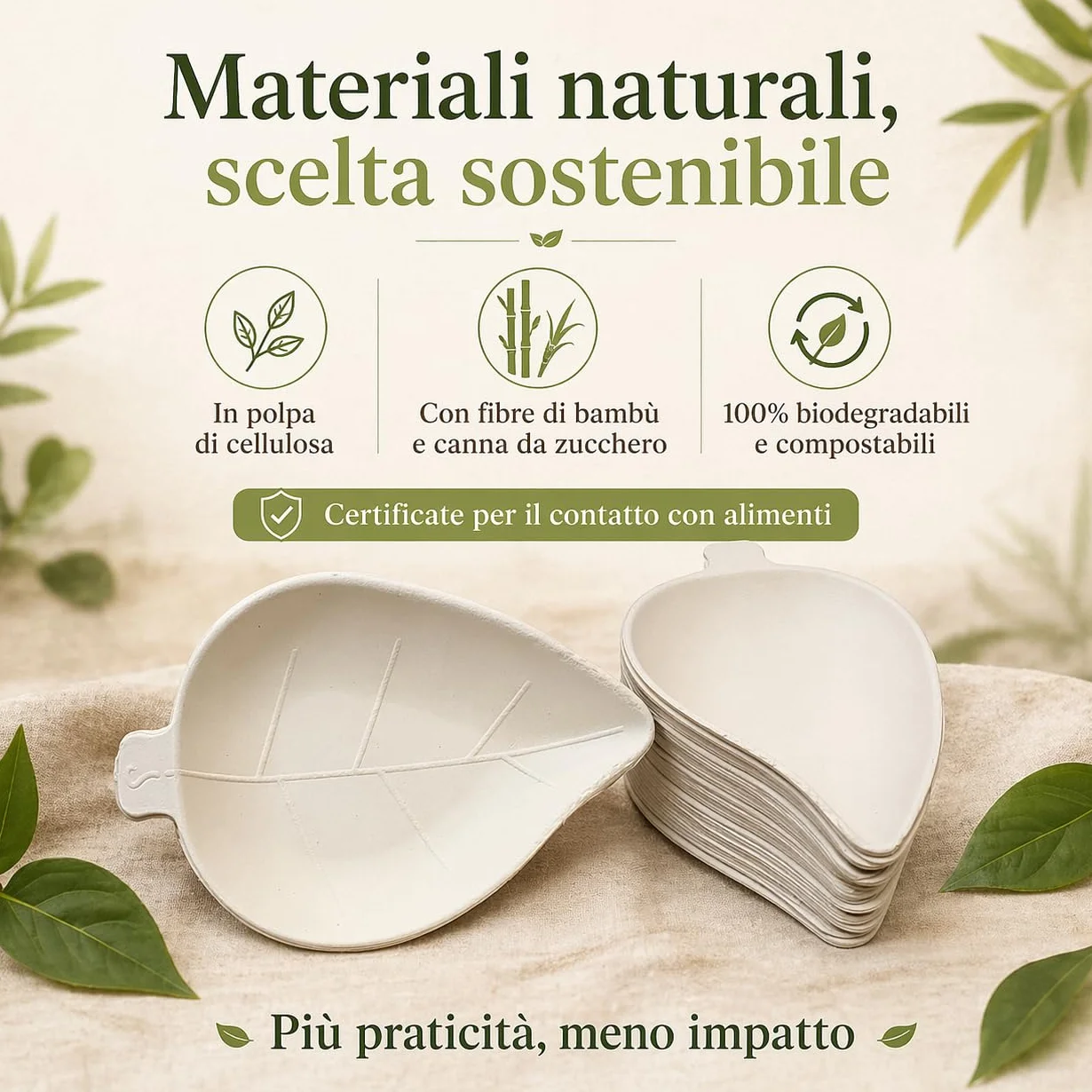 Ciotoline aperitivo usa e getta BIO vassoio finger food polpa di cellulosa
