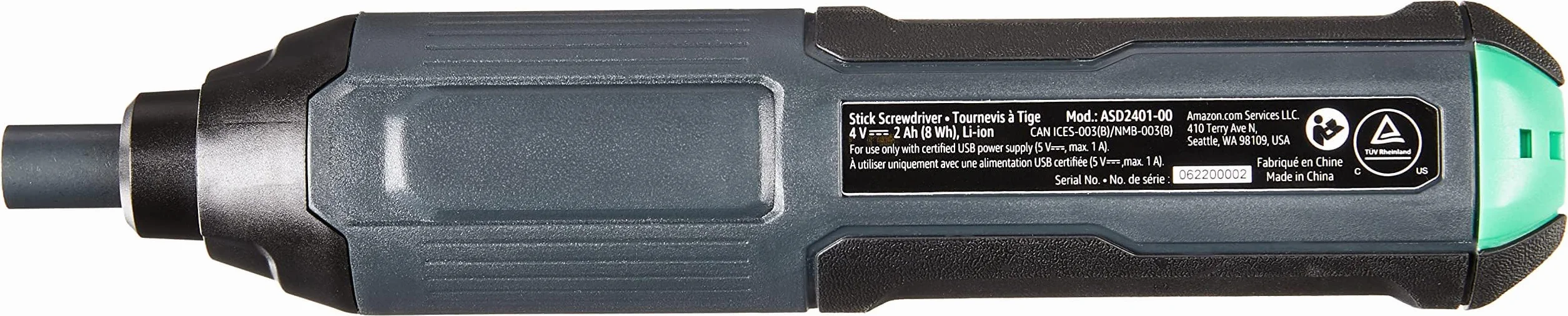 Amazon Basics by SKIL avvitatore elettrico da 3,6V (4V max), include set da 10 punte e cavo USB, nero