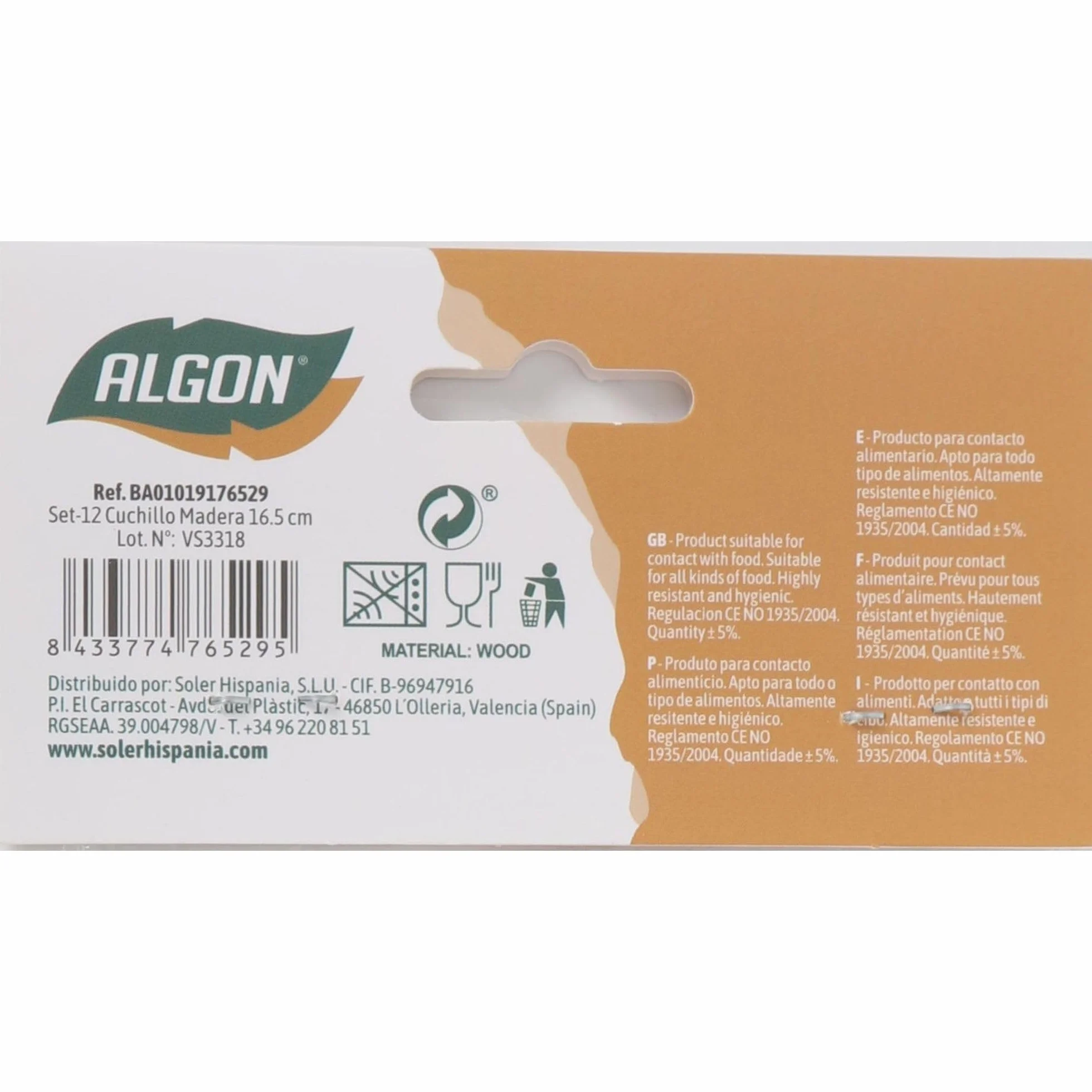 Algon 1000 coltelli usa e getta in legno biodegradabili 16,5 cm alternativa ecologica plastica