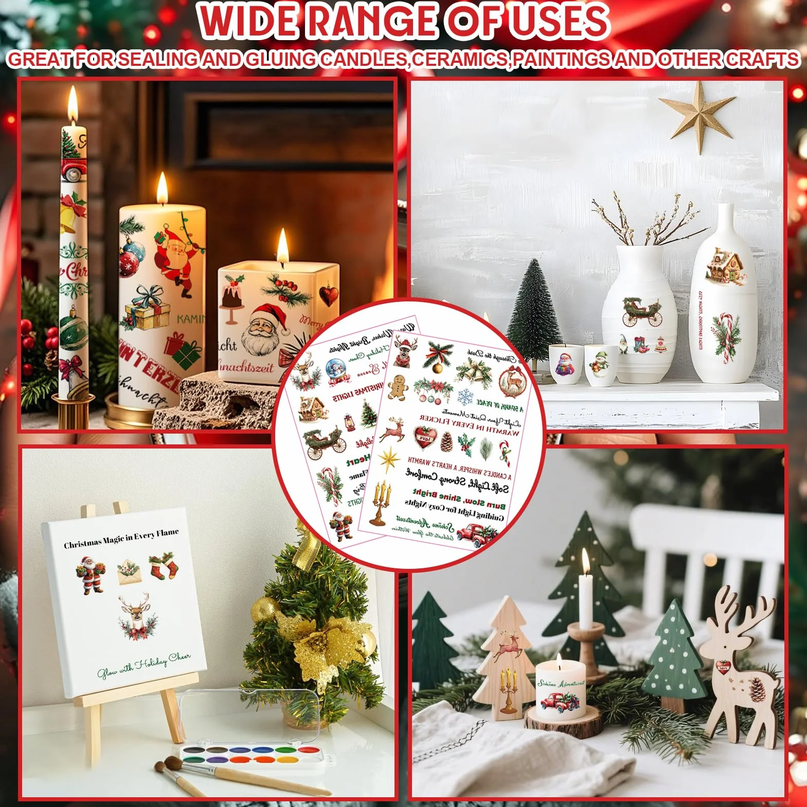 Vernidas Lucido Trasparente, Vernice Trasparente, Vernice Finale Lucida, Candele Vernice con Candle Stickers Natalizi, Impermeabile, Asciugatura Rapida, Migliora la Vivacità del Colore, 200ml