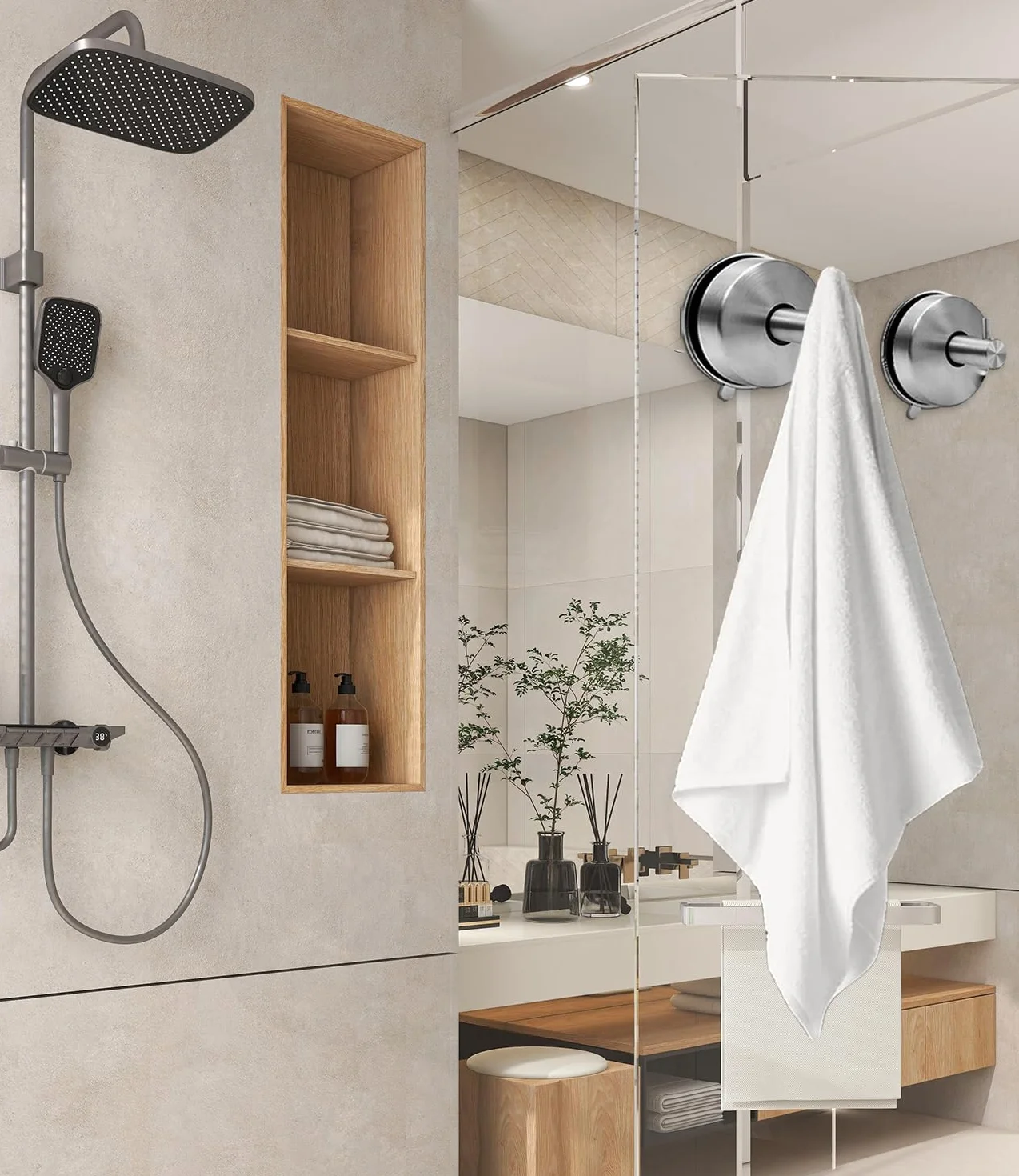 Ganci Ventosa 304 Acciaio Inossidabile Extra Forte per Asciugamani Bagno Cucina Senza Fori