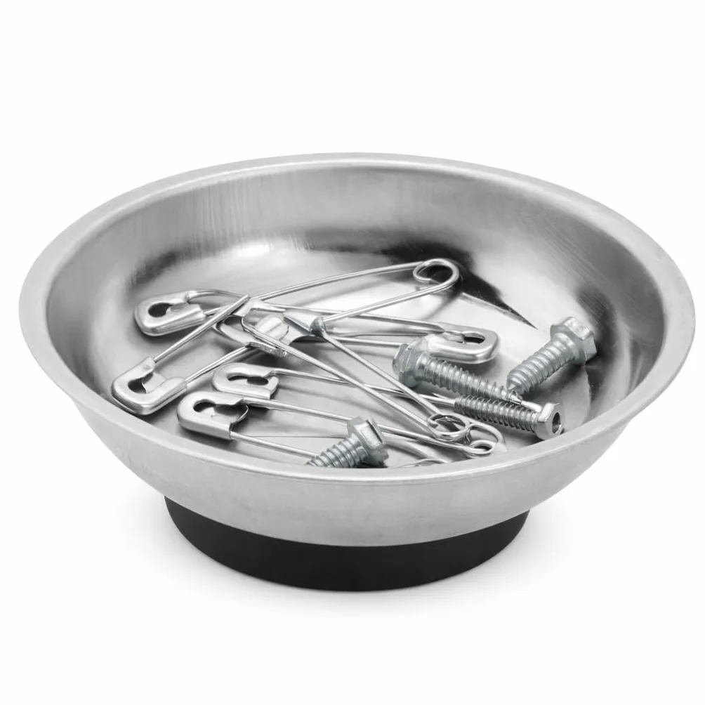 Terryshop74® Piatto Ciotola Magnetica 3 Pollici (75 mm) – Vaschetta Porta Viti Magnetica in Acciaio Inox per Officina, Meccanica, Fai da Te, Auto e Laboratorio