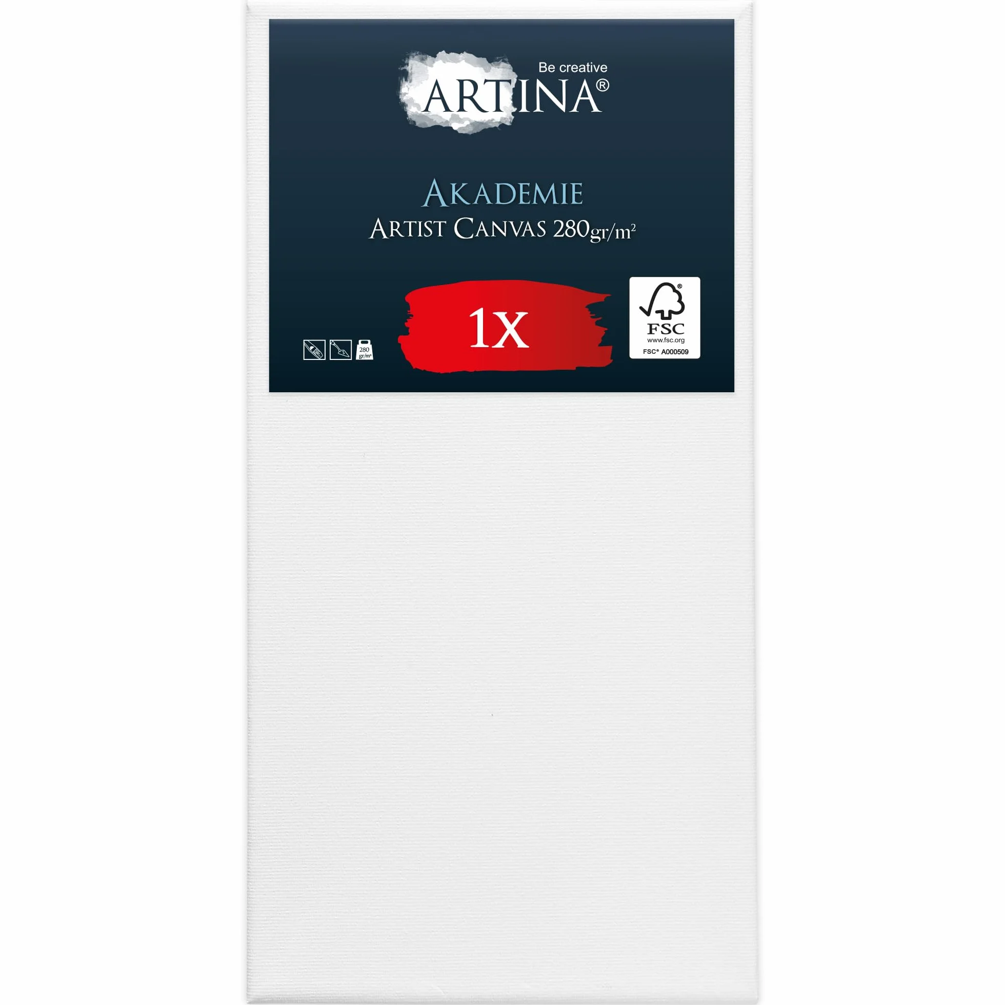 Artina Tela per Dipingere 100x50 cm - 100% Cotone 280g/m² – Telaio in Legno Certificato FSC – Non Si deforma – Canvas Tela Bianca Tele per Pittura – Tele per Dipingere Grandi Akademie