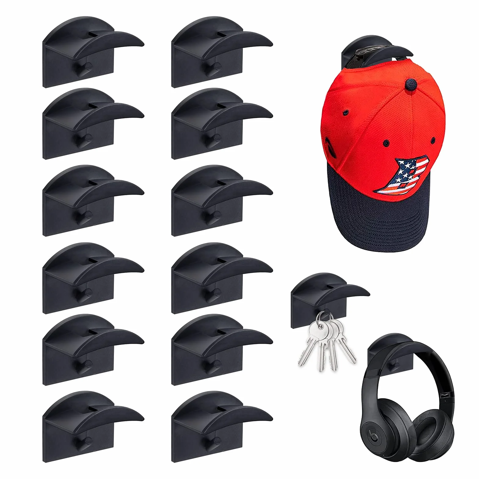 Ganci per Cappelli da Parete Senza Perforazione 12 Pezzi Organizzatore per Armadio