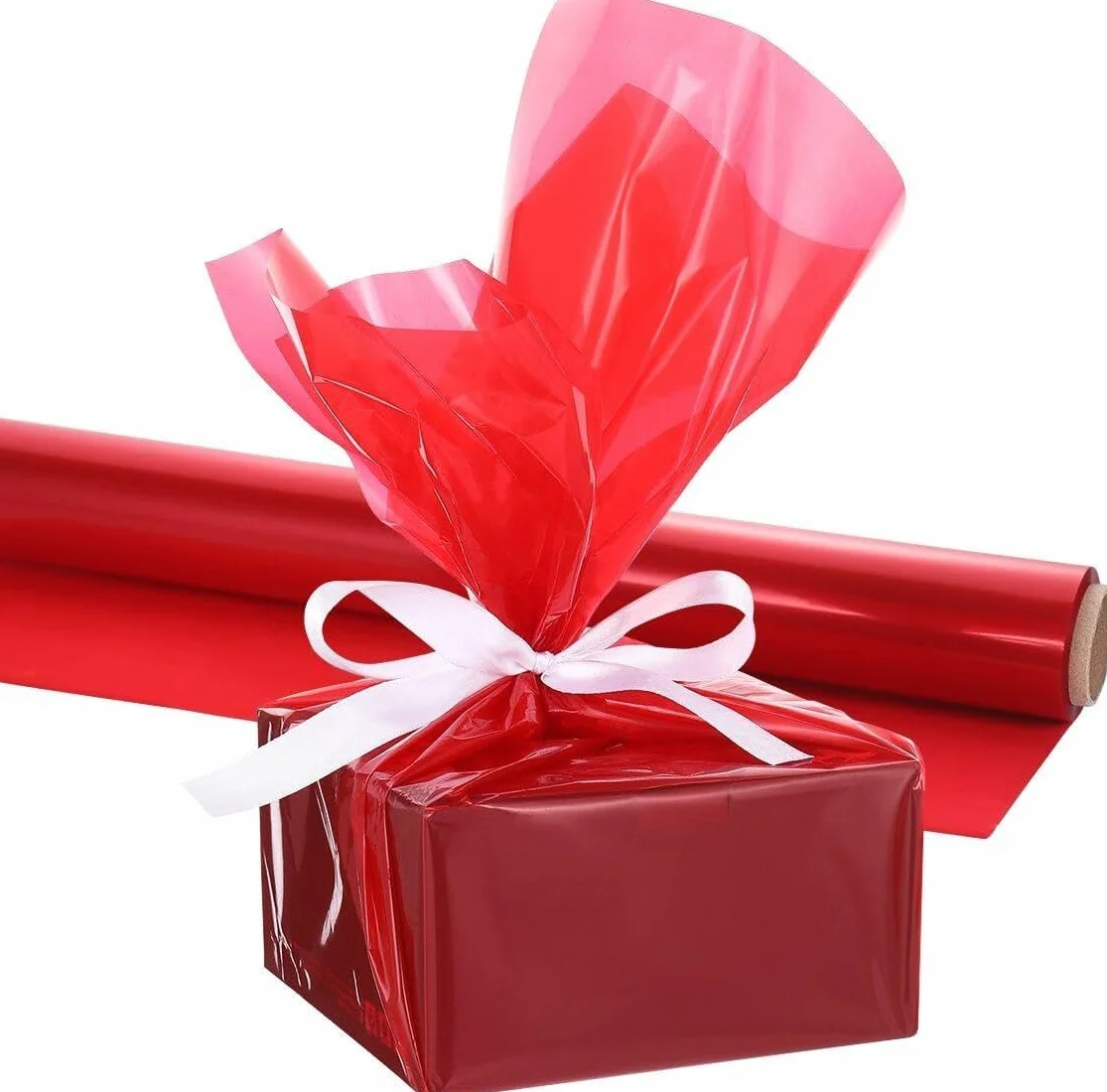 YSTrillion Involucro di Cellophane,1Roll Rotolo di Red Cellophane Trasparente per Confezioni,Ideale per Fiorist,Artigianato,Bouquet di Fiori (40cm x 30m)