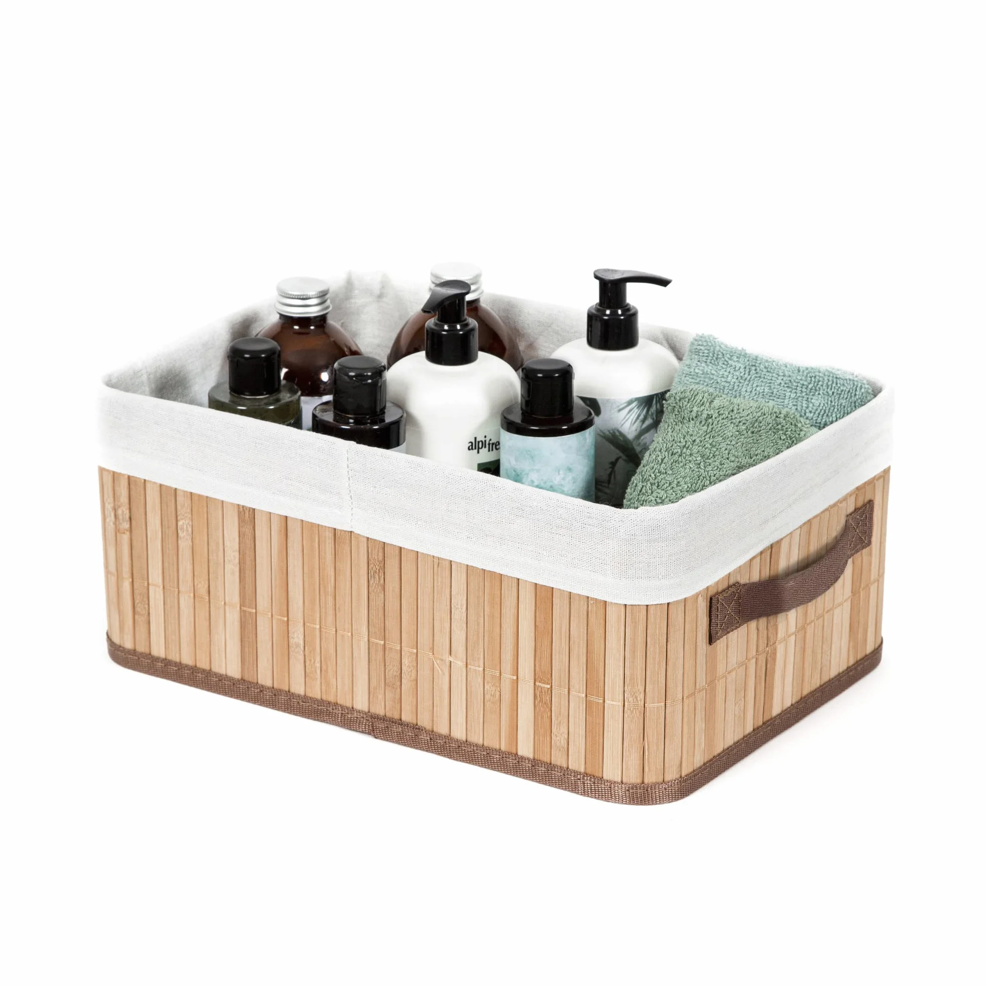 Compactor JOEY Cesto BAMBOO M, 35x25x15 cm, Naturale in Bambù e Policotone con Fodera Rimovibile