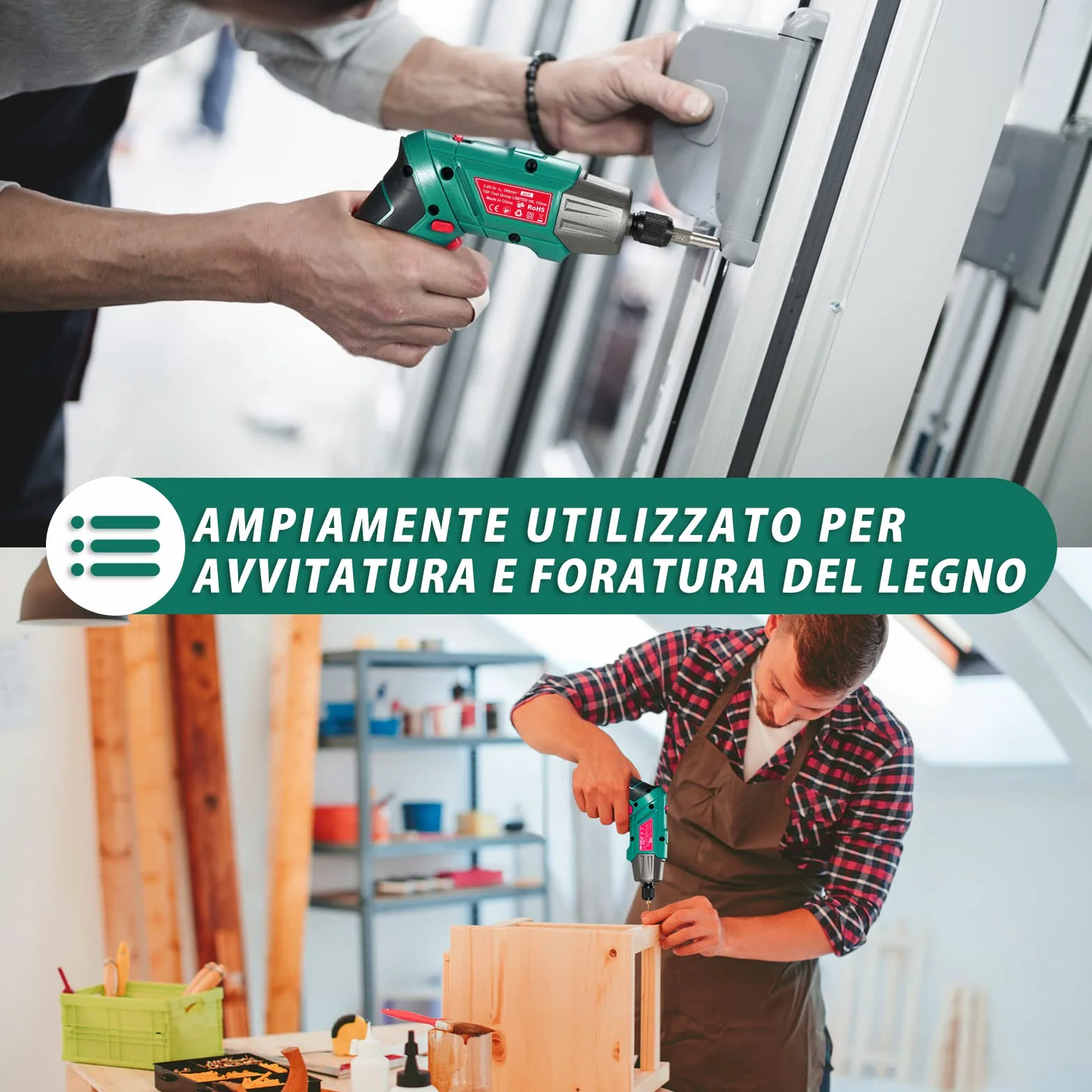 HYCHIKA Avvitatore a Batteria 6Nm, Cacciavite Elettrico 3.6 V 2.0 Ah, Avvitatore Elettrico, Luce a LE, Cavo di Ricarica USB, 35 Accessori, Custodia