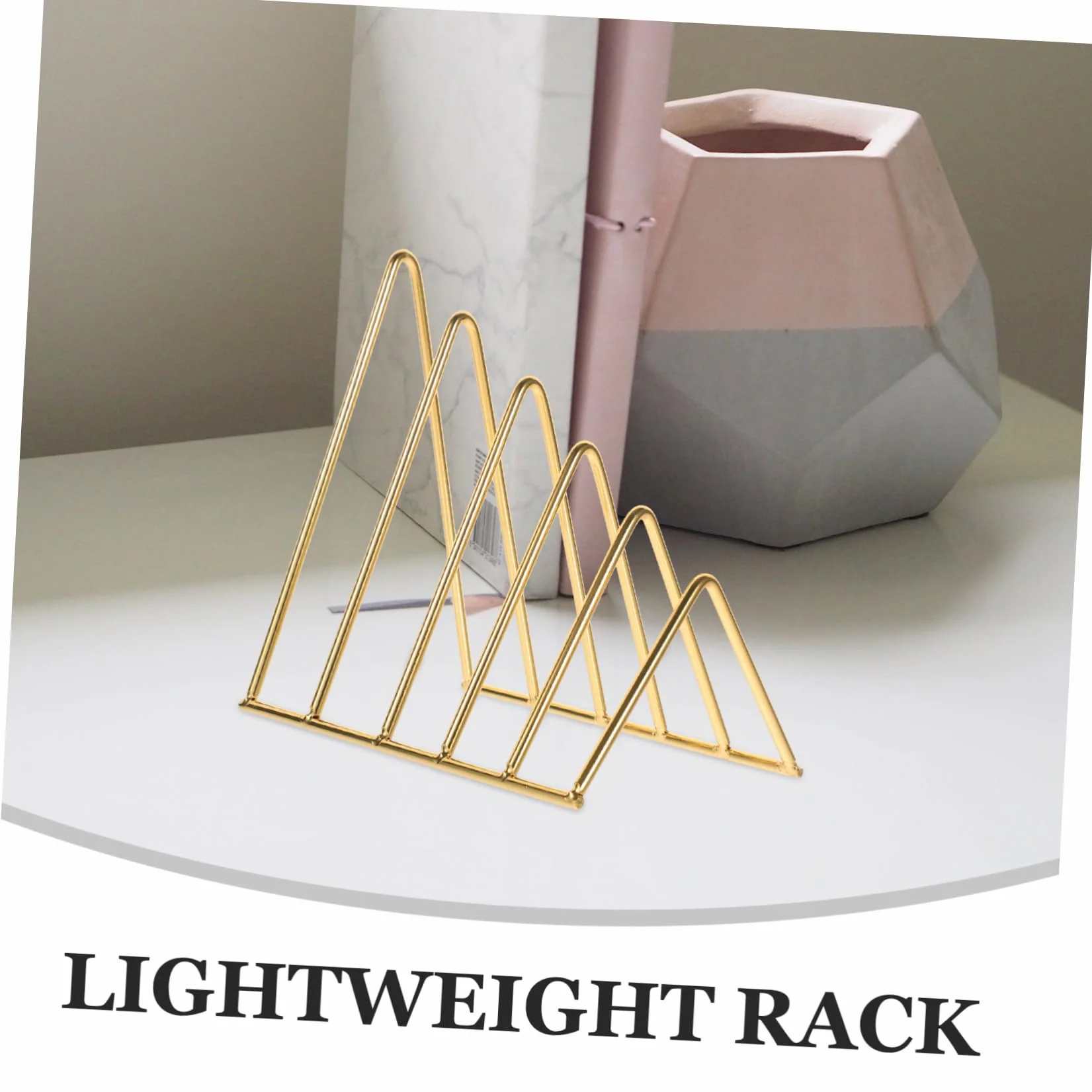 Organizer da Scrivania in Ferro Color Oro Design Semplice e Angoli Arrotondati, Porta Libri e File Leggero e Pratico per Ufficio e Aula