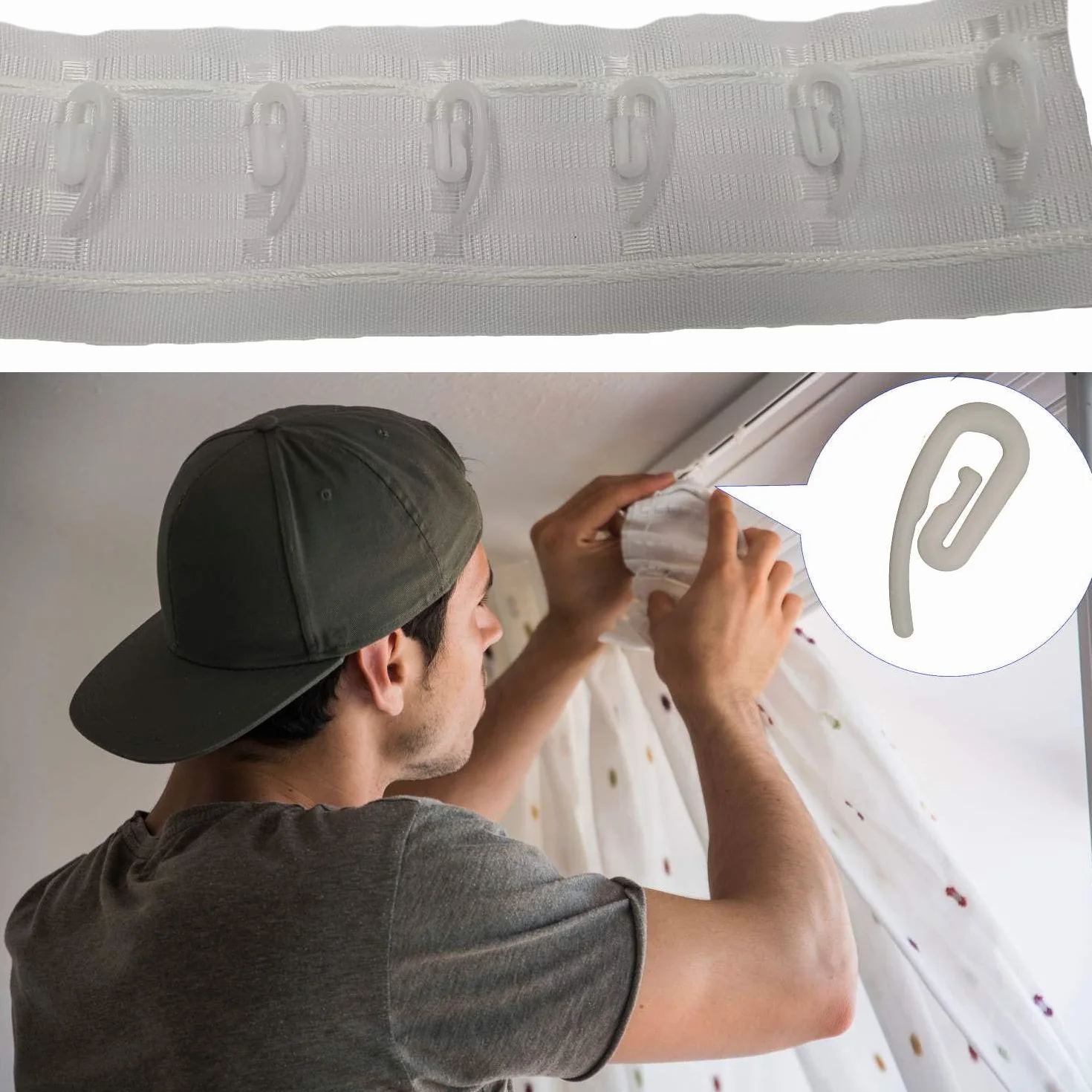 Ganci per tenda rinforzati a proboscide 100 pezzi bianchi plastica BricoShopping