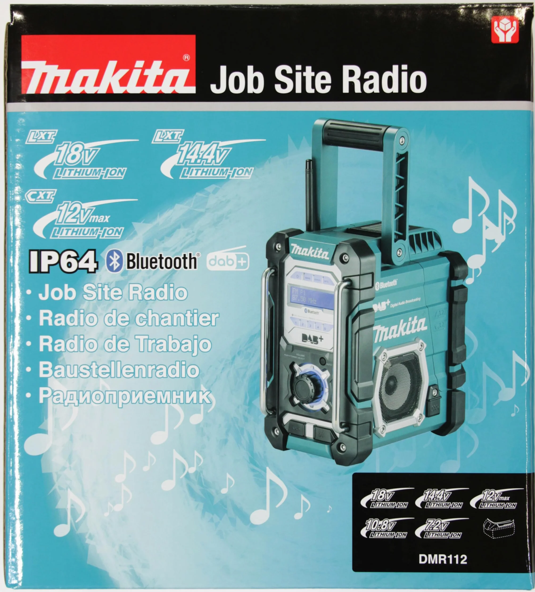 Makita DMR112 Radio da cantiere DAB/DAB+, agli ioni di litio, con Bluetooth, batterie e caricabatterie non inclusi