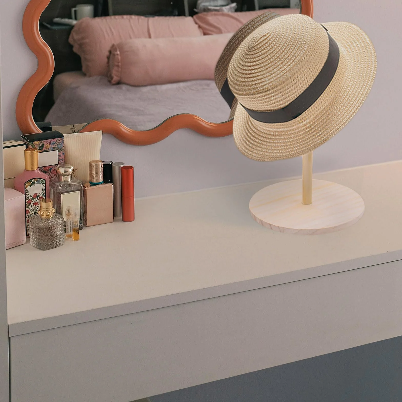 4 supporti per cappelli da esposizione, in legno, organizer per cappelli da baseball, porta cappelli per esposizione di modelli di auto, multiuso, decorazione per soggiorno (legno naturale)