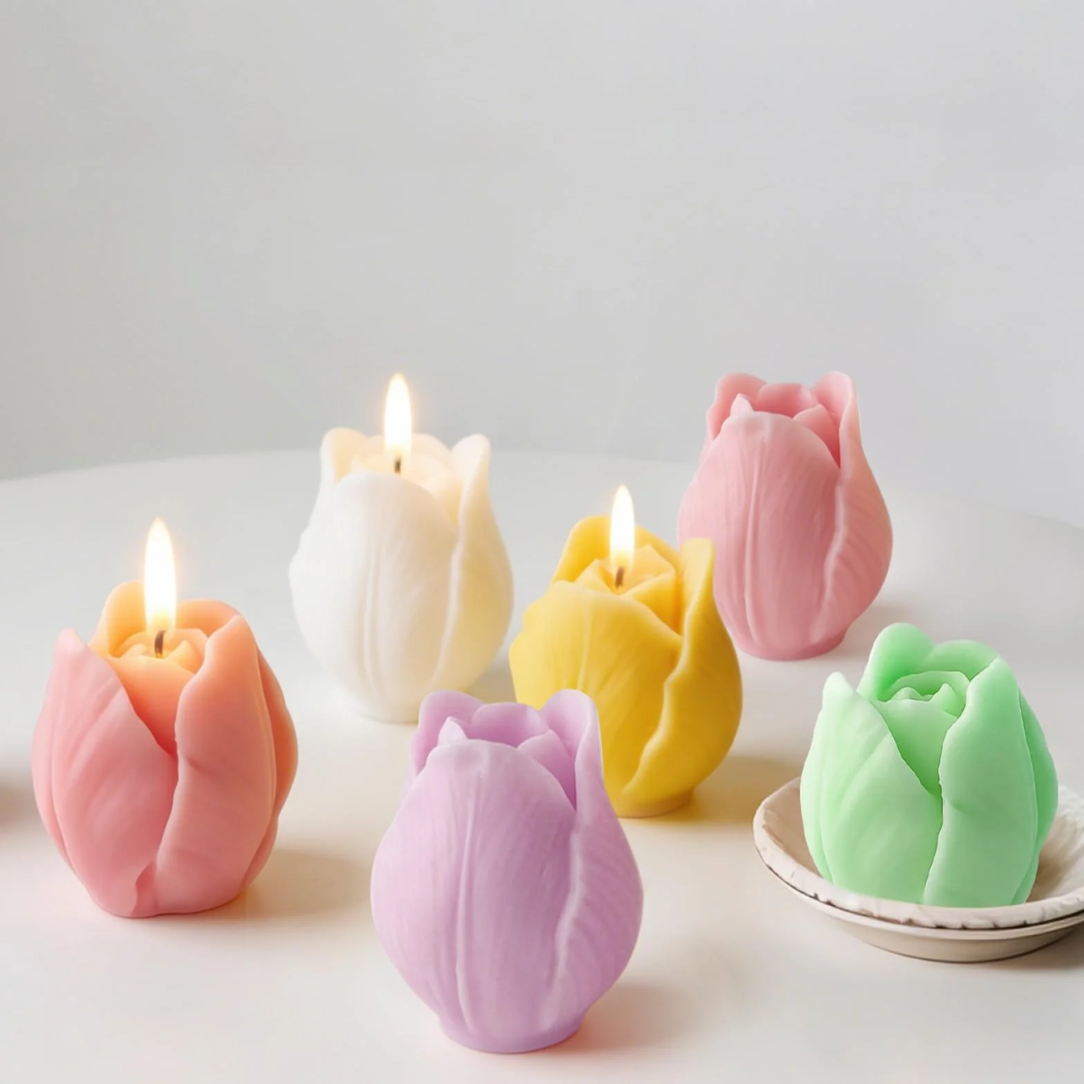 Stampo per Candele in Silicone a Forma di Tulipano, 3 Pezzi Stampi 3D in Silicone per Candele Fiori, Stampi Candele a Forma di Tulipani per Realizzare Candele fai da te in Resina Saponi Gesso