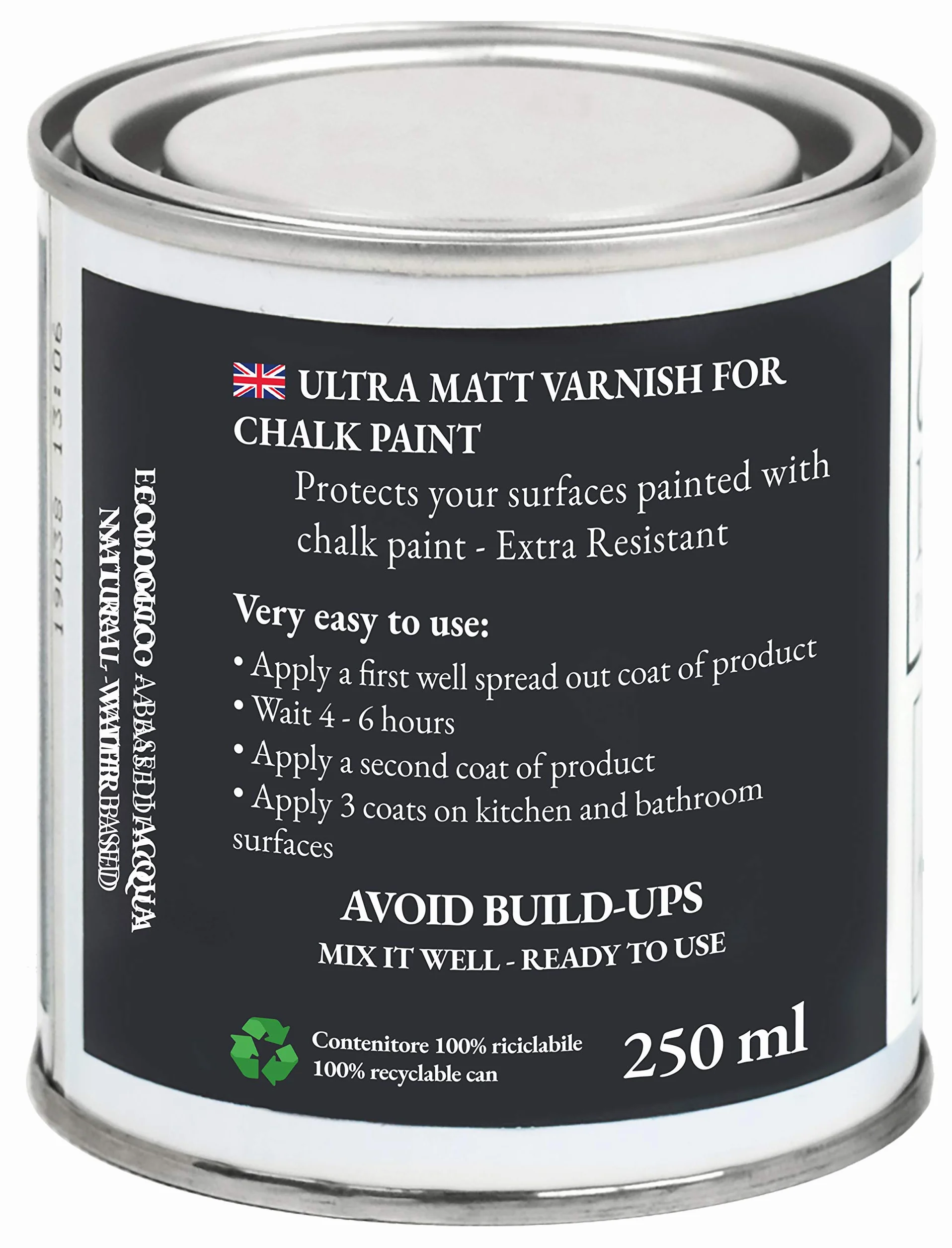 FINITURA per Chalk Paint FINISH PROTETTIVO TRASPARENTE OPACO Extra Resistente - Proteggi il tuo lavoro (250 ml)