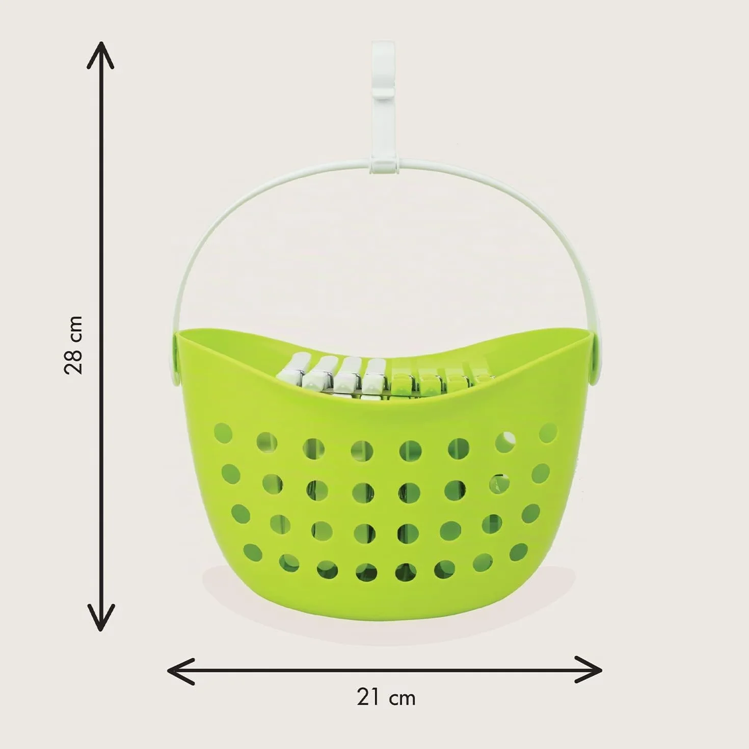LAGUELLE – Cesto con 48 pinze anti-scivolo, fabbricazione francese, cestello verde, pinze assortite (verde e bianco)