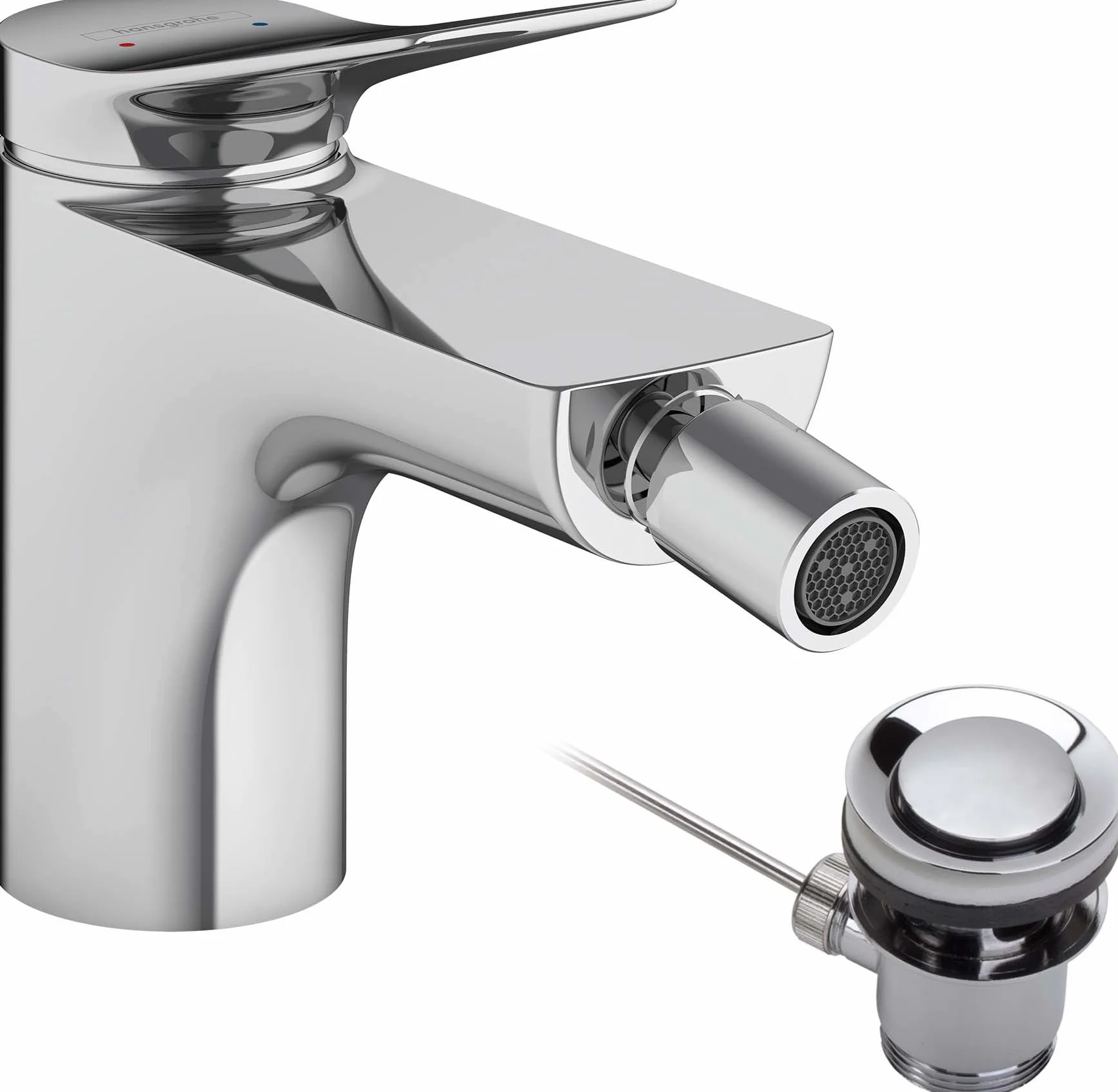 hansgrohe Vivenis - Rubinetto per bidet con scarico, Miscelatore monocomando con altezza bocca 81 mm, cromo, 75200000