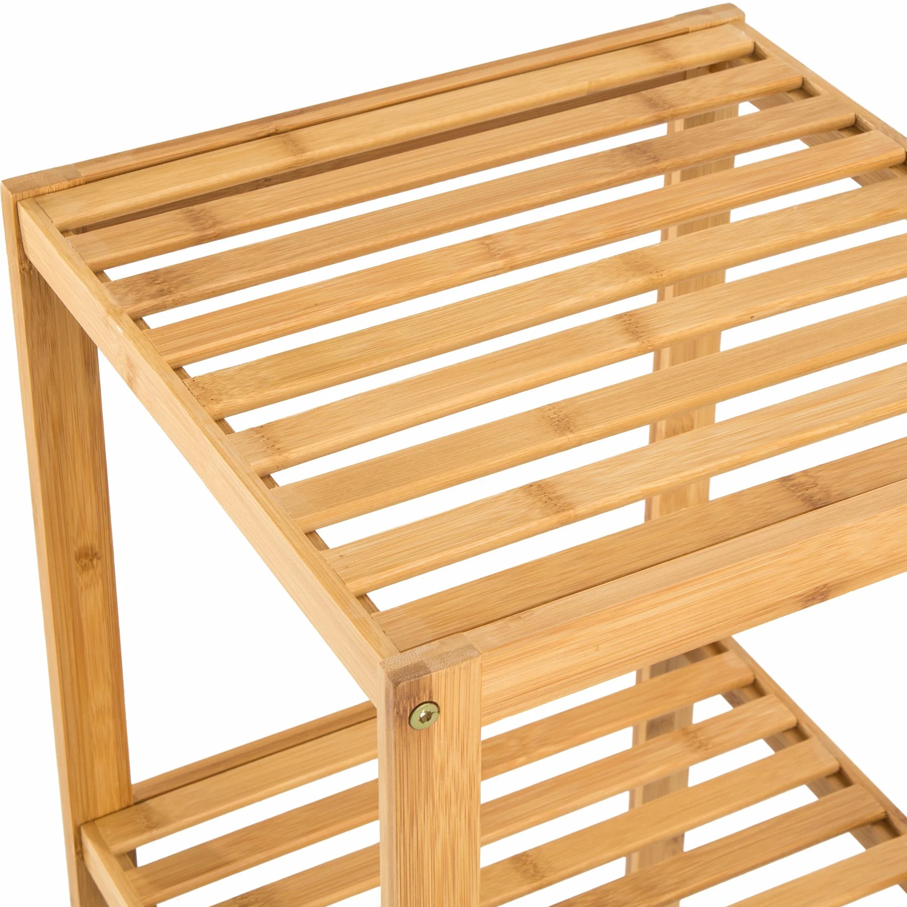 tectake® Mobiletto Bagno Salvaspazio 33x33x97 cm, Scaffale Organizer Bagno con 4 Ripiani, Scaffale Salvaspazio in Bambu per Bagnoschiuma, Trucchi, Asciugamani o Piante, Ideale per Casa o Ufficio