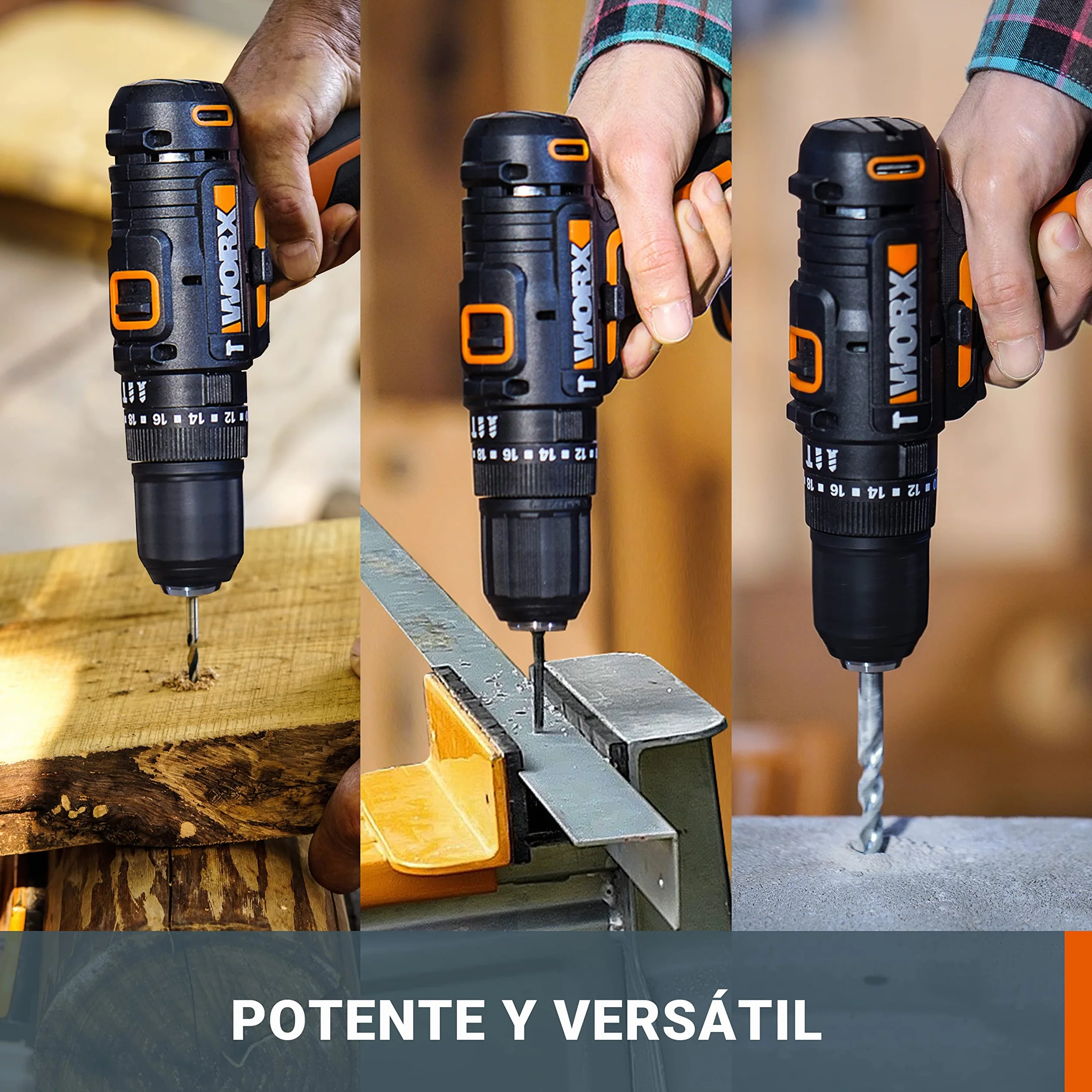 WORX Trapano a percussione senza fili 20 V WX370.2, 3 in 1, coppia massima di 50 Nm, mandrino 13 mm (multimateriale, 2 velocità, leggero ed ergonomico, con 1 batteria, caricabatterie, set di 51