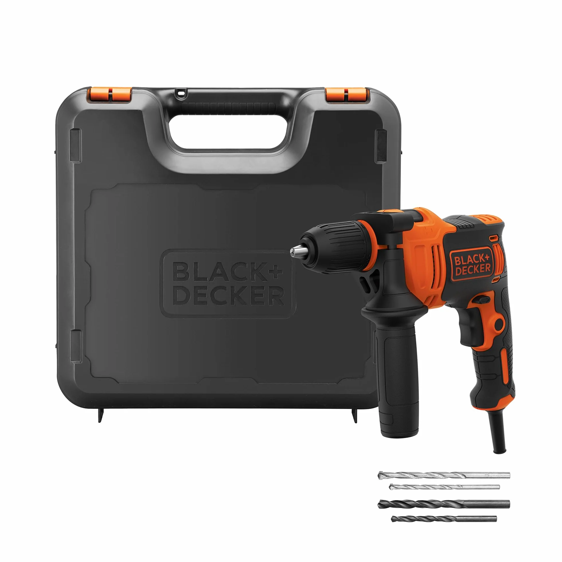 BLACK+DECKER 710W Trapano a percussione a filo ad alte prestazioni, 0-2800 giri/min, con 4 punte e kitbox, BEH710K-QS