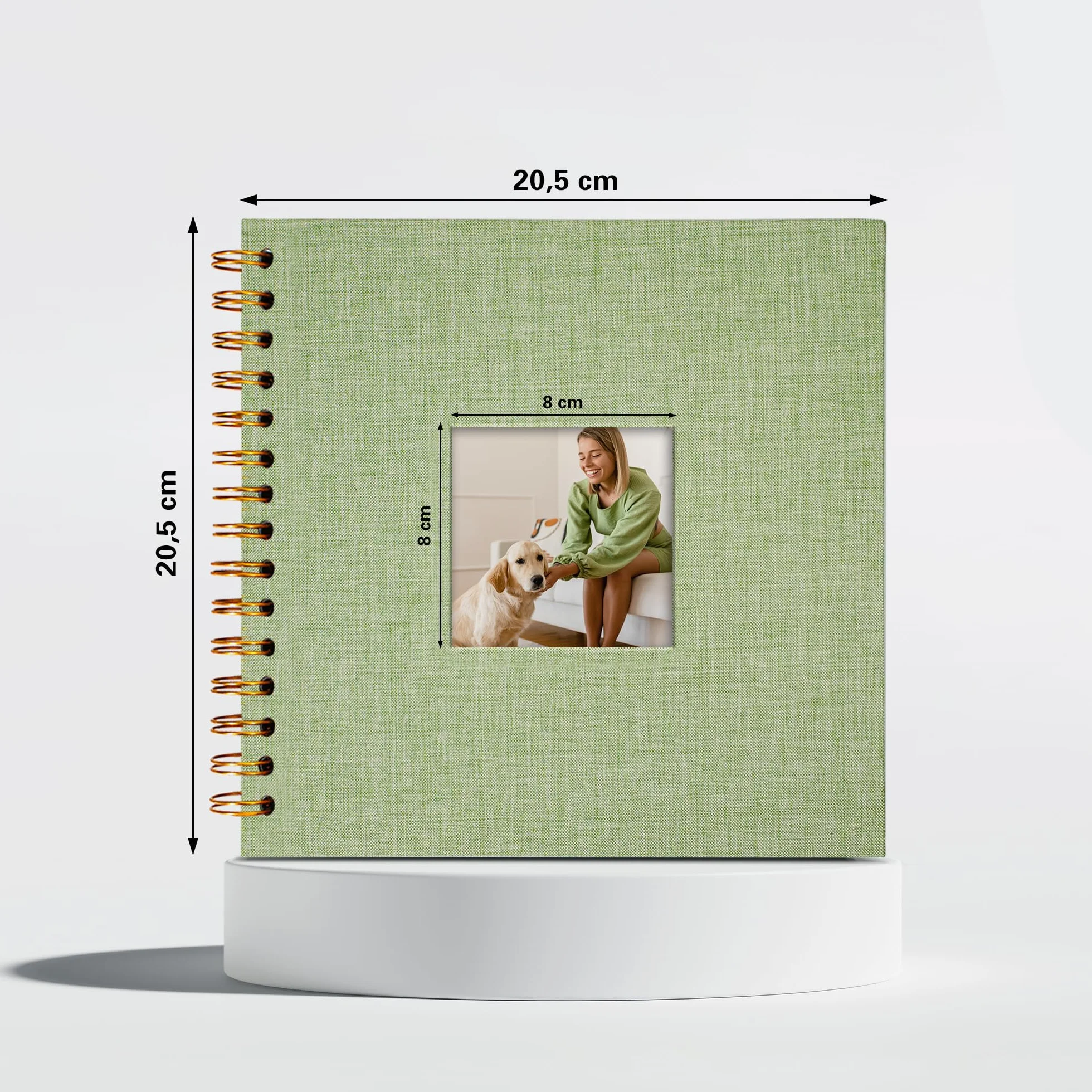 Vienrose Album Fotografico in Lino, 20,5 x 20,5 cm Libro dei Ricordi con 40 Pagine Bianche Fai Da Te per Viaggi Famiglia Matrimonio Natale, Verde erba