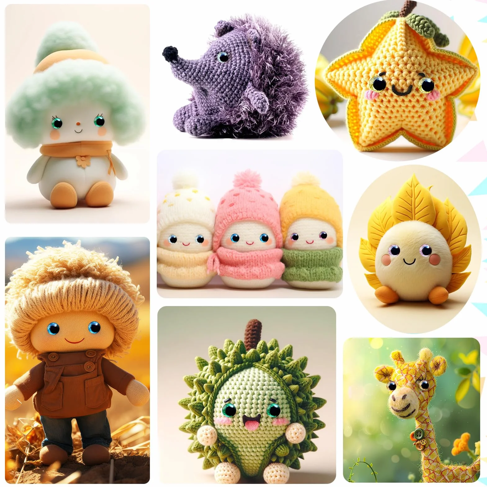 TOAOB 48 Pezzi Occhi di Sicurezza per Amigurumis 20 mm Colorati Glitter Occhi in Plastica con Rondelle per Bambole Animali Peluche