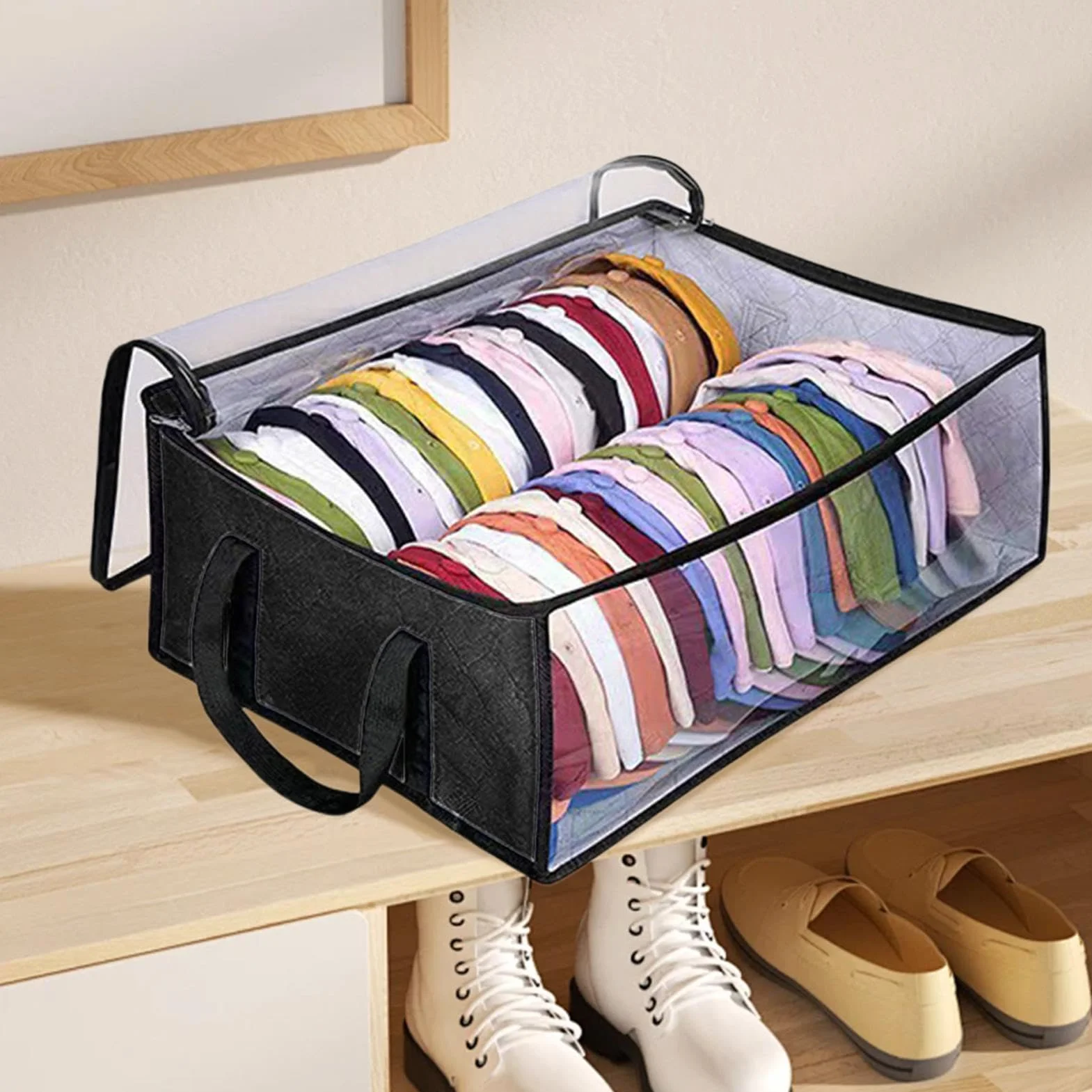 Contenitore Per Cappelli - Scatola Di Archiviazione Del Cappello, Porta Bandiera Trasparente | Custodia Piegabile Per L'organizzatore Di Cappelli Con 2 Manici Robusti, Borsa Da Stoccaggio Sotto Il Let