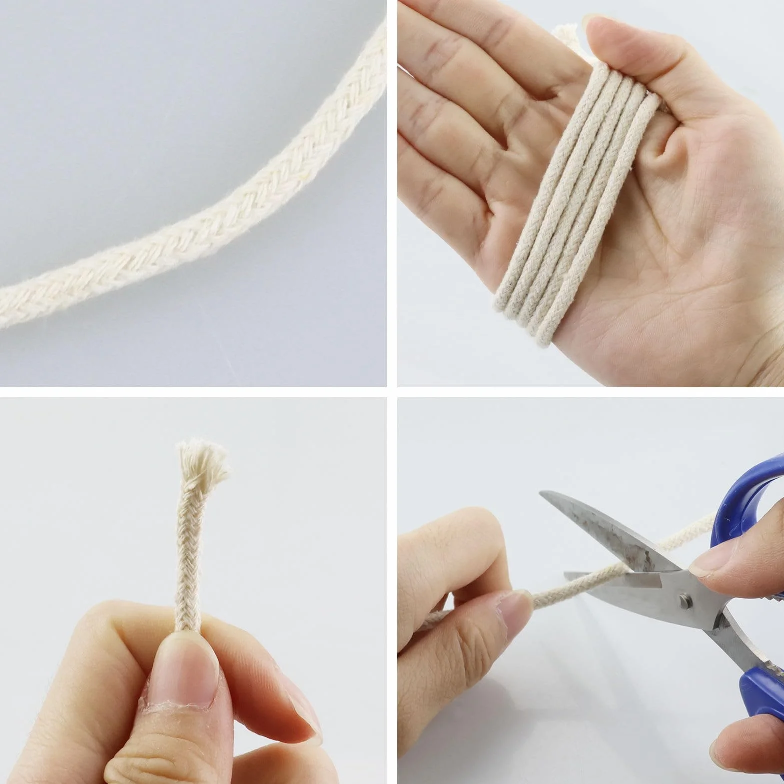 3 metri per lampade ad olio, stoppino da 4 mm, stoppino per candele intrecciato in cotone, stoppino per candele per lampade ad olio e candele, fai da te, produzione artigianale di candele, 100 cm*2