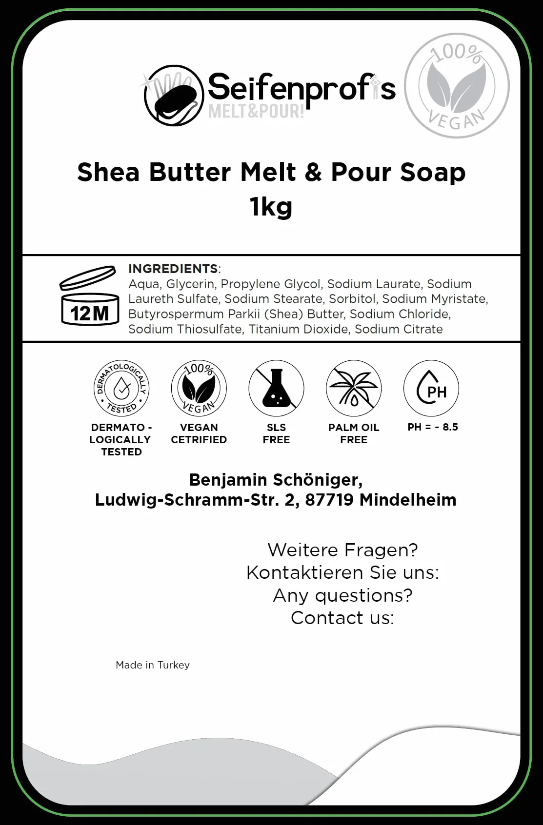 Seifenprofis - Burro di Karité Biologico - Sapone alla Glicerina, Sapone Grezzo, Base per Sapone, Lenitivo, 100% Vegano, Senza SLS, 1 kg