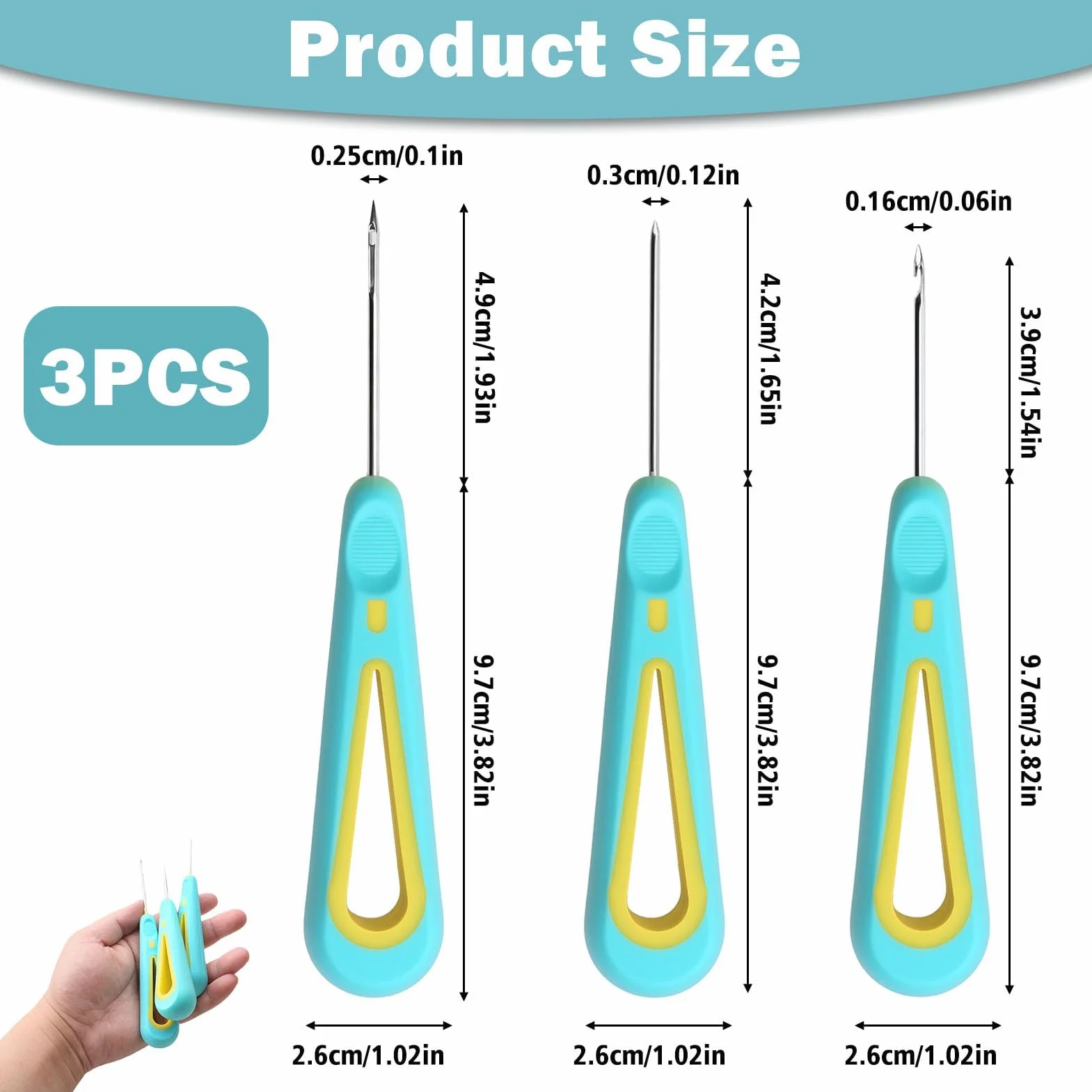3 Punch Needle Set per la produzione di candele, stoppini per candele, strumenti con cono tondo, trapano a mano, stoppino per stampi in silicone, candele, accessori per candele per