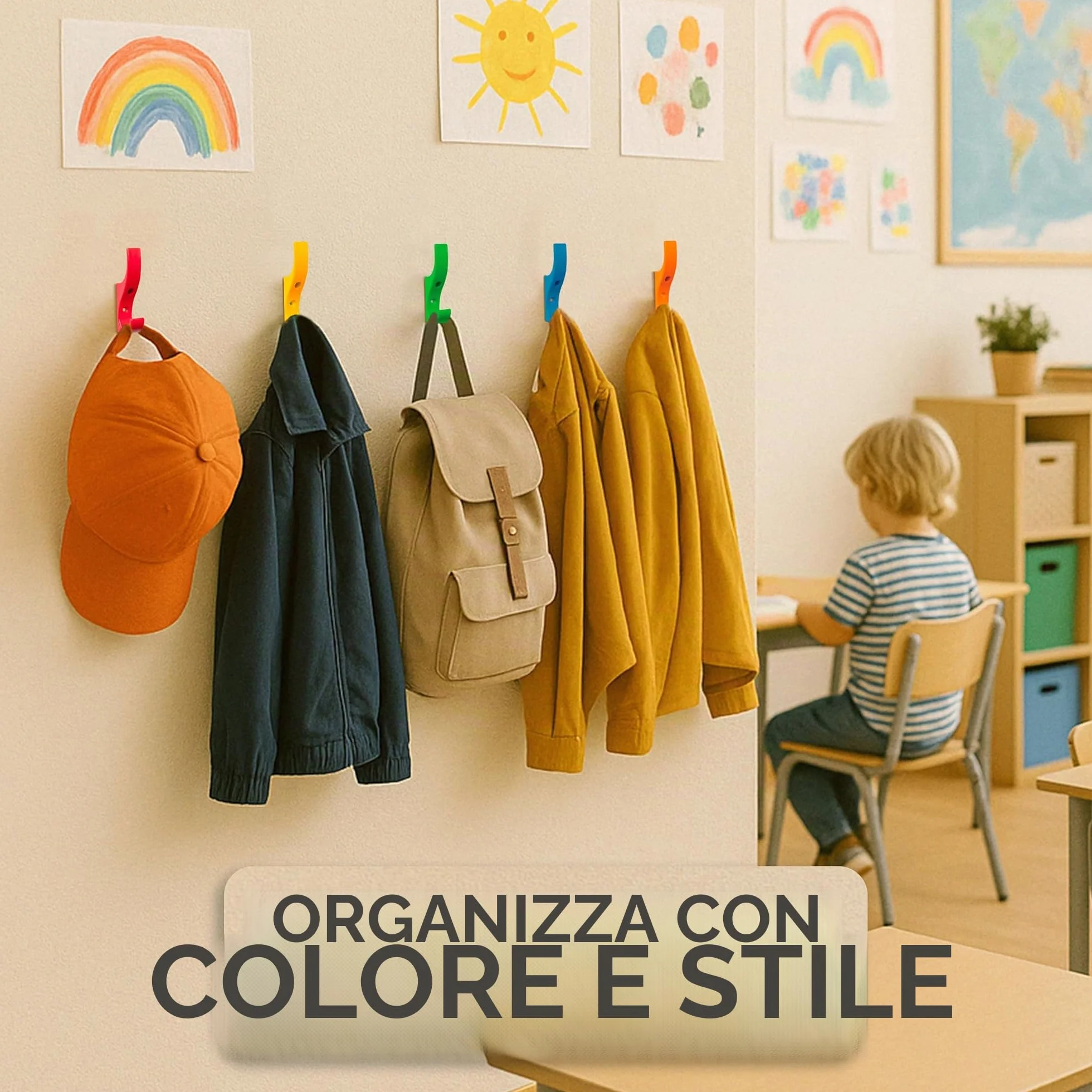 Toughook Mini Ganci da Parete 5 Pezzi Assortiti per Appendere Borse Cappelli Cappotti