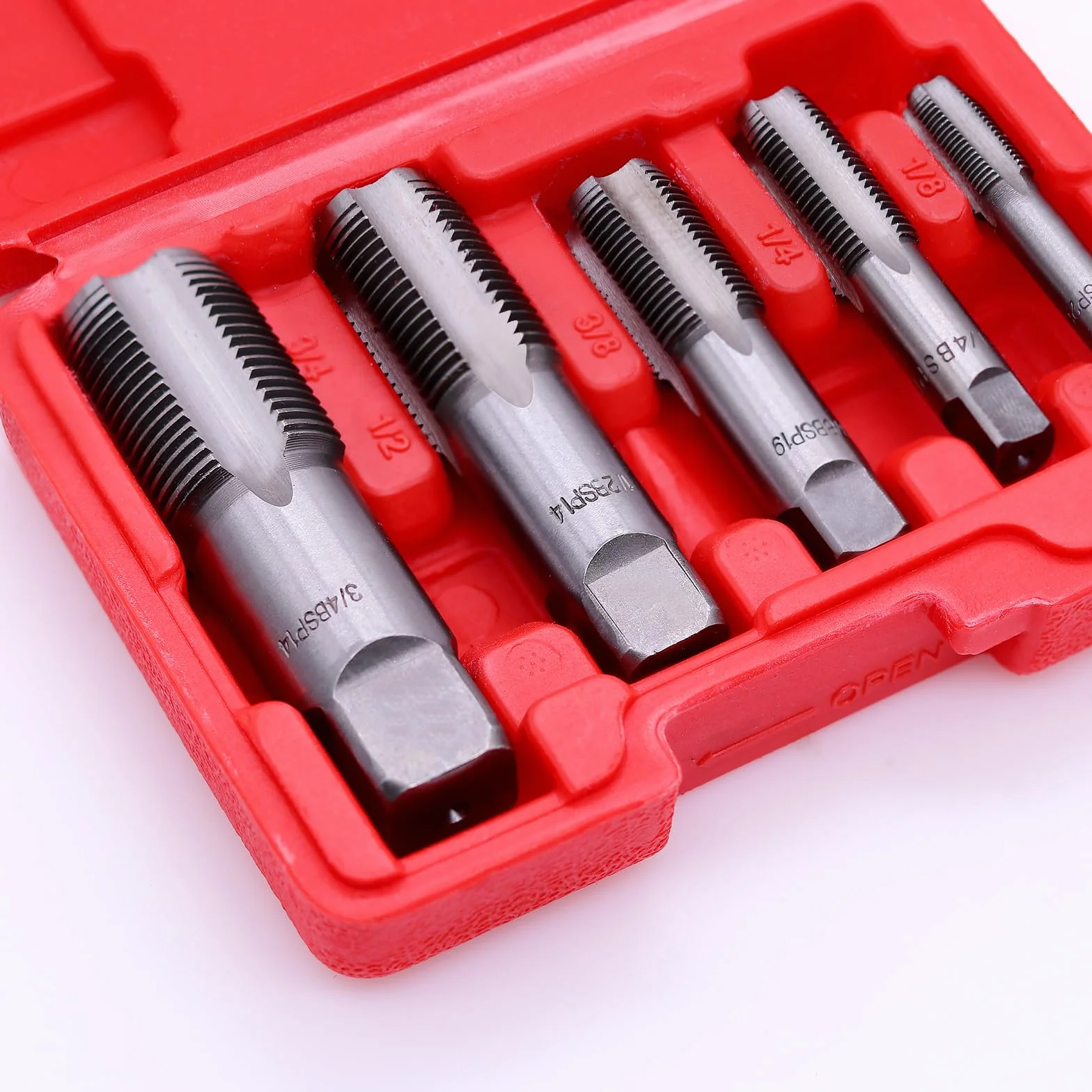 Set di 5 trapani per filettatura tubi BSP: 6,3 mm, 12,7 mm, 9,5 mm, 12,7 mm, 19 mm. Set di trapani per filettatura professionale per riparazioni, con scatola