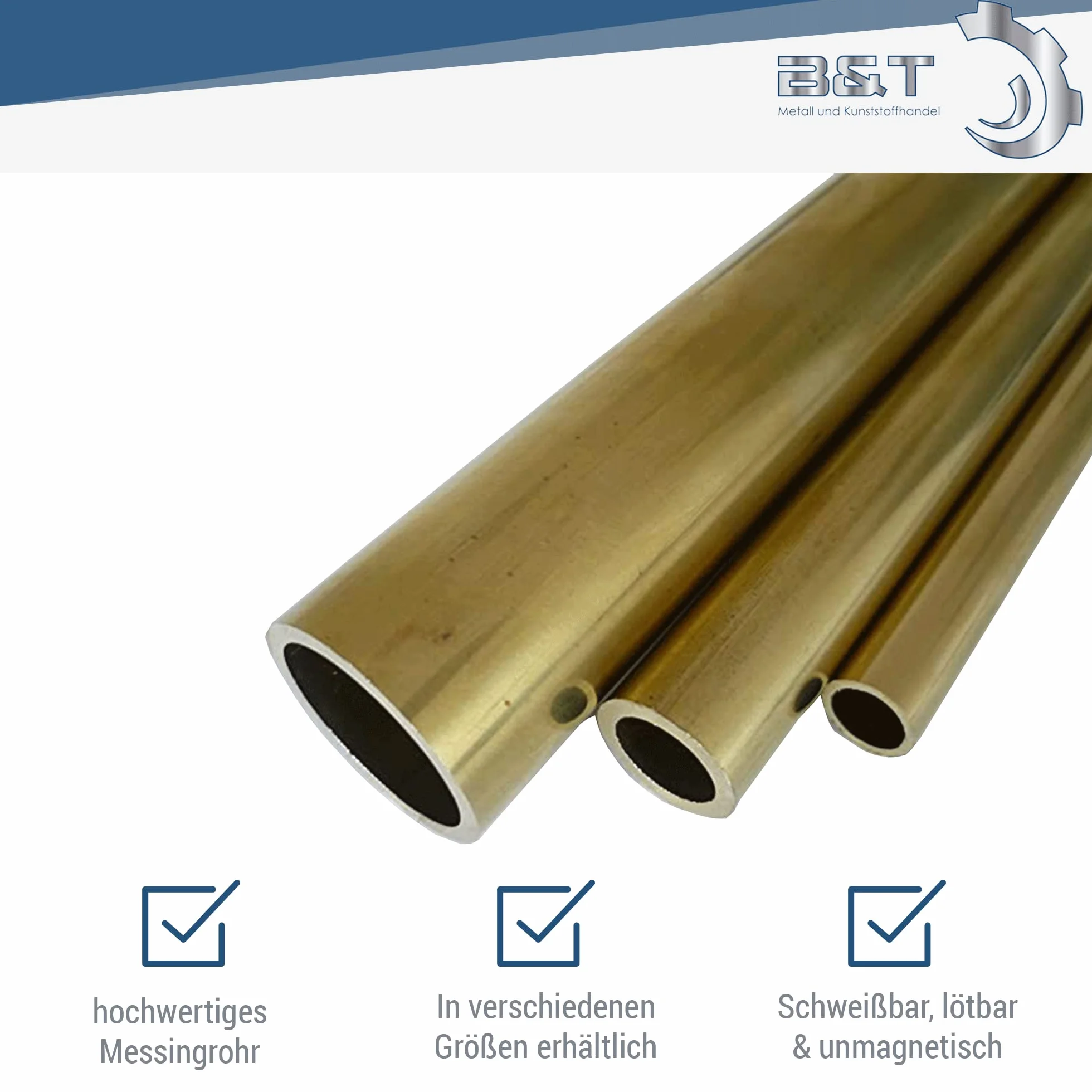 B & T Metallo Ottone Tubo Ø 5,0 X 1,0 mm rotondo – ca. 1000 mm lungo lega MS63 (cuzn37)