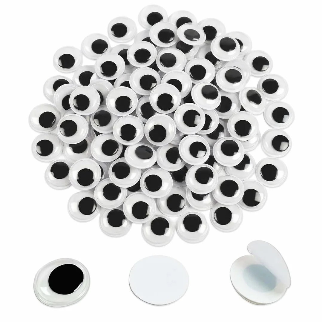 100 Pezzi Occhi Mobili Autoadesivi per Giocattolo, Fai da te, Scrapbooking, Occhietti Adesivi per Lavoretti e Accessori (12mm)