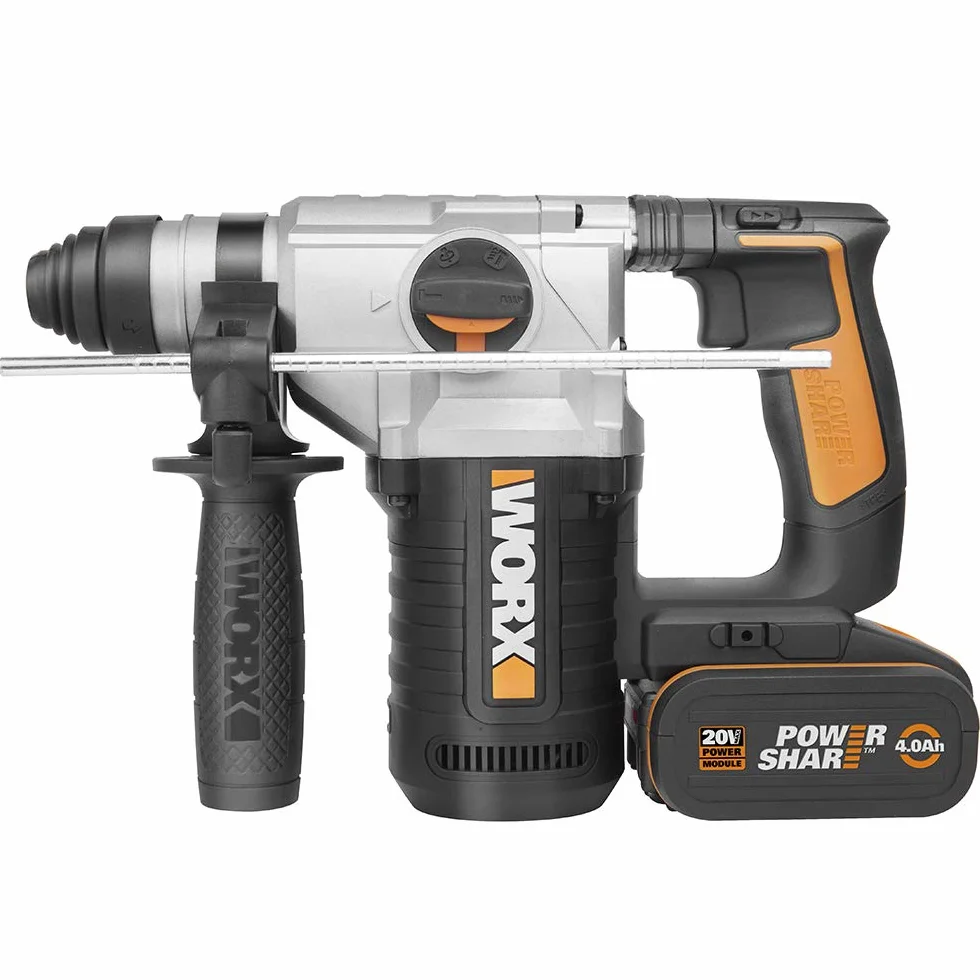 WORX WX392 – Tassellatore 4 funzioni a batteria 20V, potenza 2,2j, dotato di 2 batterie da 4Ah