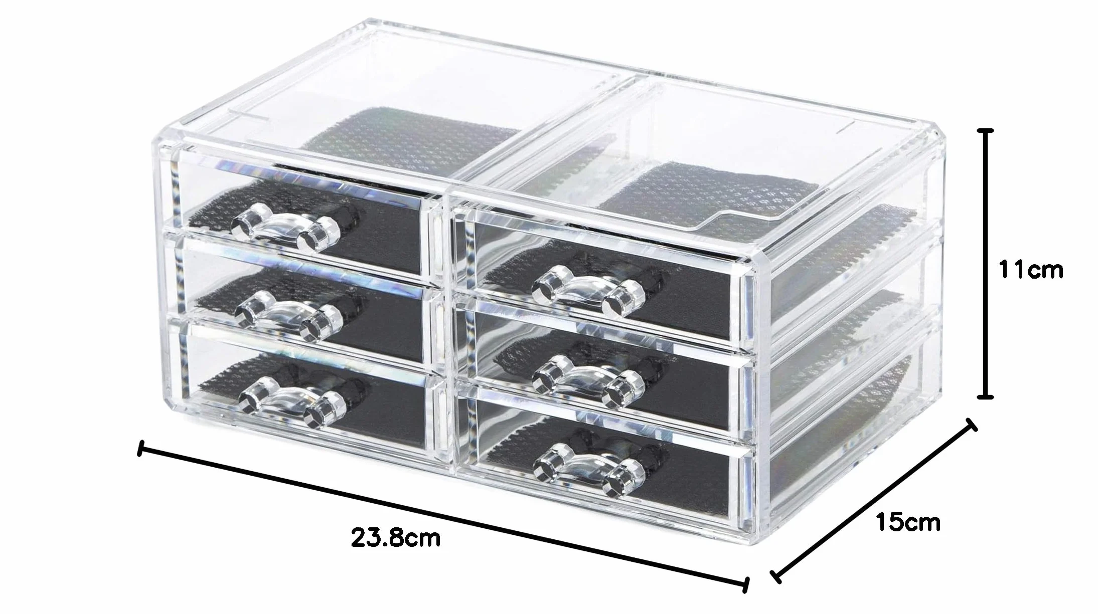 Compactor Bijoux Organizer 6 Cassetti, Polistirene Trasparente, 23.8 x 15 x H. 11 cm