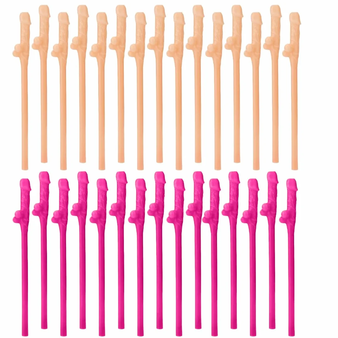 Cannucce di plastica per bevande, 30 cannucce di plastica colorate riutilizzabili per feste e adulti, cocktail, per feste, bar, compleanni, matrimoni (rosa e color carne)
