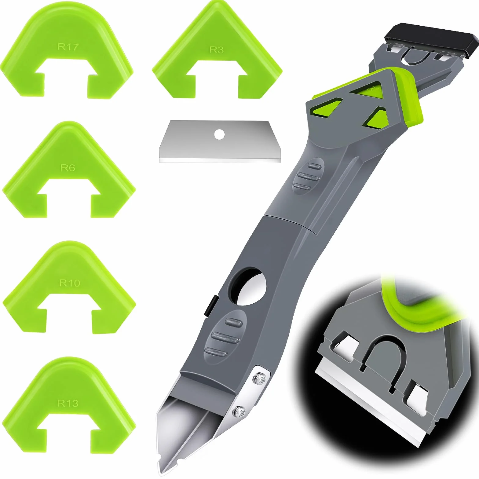 Collazoey 7-in-1 Strumento per Calafataggio, Kit di Strumento di Sigillante, Spatola per Silicone Sigillante, Raschietto Silicone, per Cucina Bagno Pavimenti