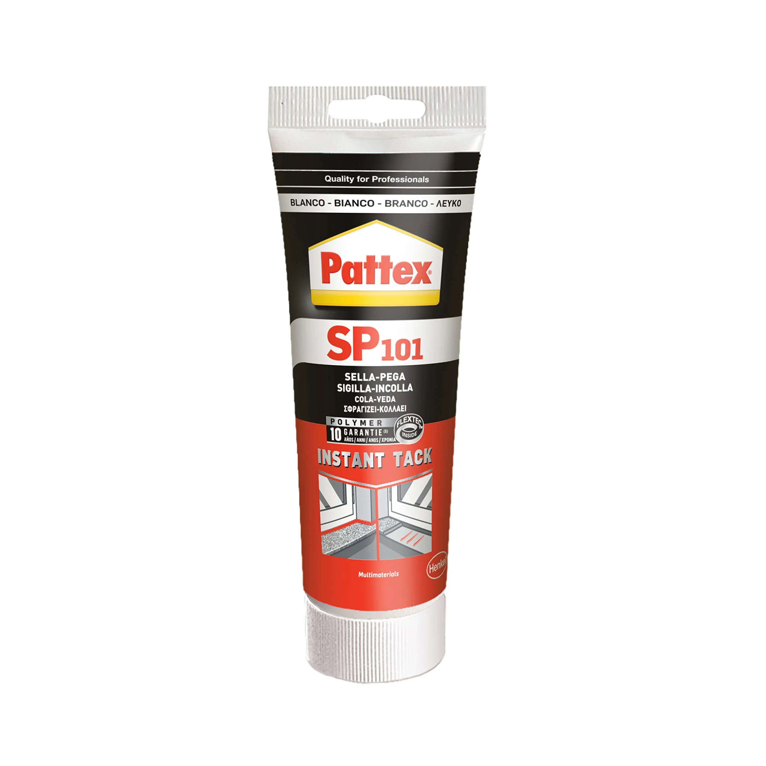Pattex SP 101 Instant Tack Adesivo sigillante, Adesivo universale multimateriale che non cola, Sigillante universale applicabile sul bagnato, bianco, 1x80ml tubo