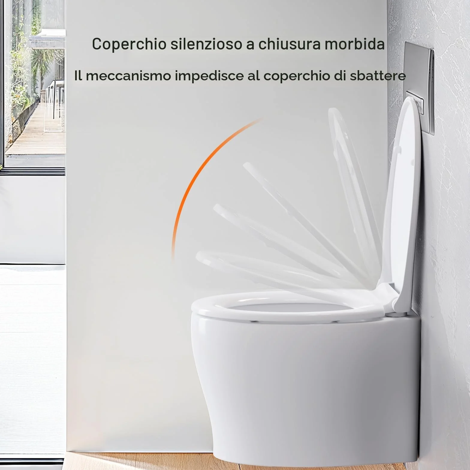 Sedile WC copriwater universal, Urea-Formaldeide Chiusura Ammortizzata tavoletta wc con Sgancio Rapido a un Pulsante