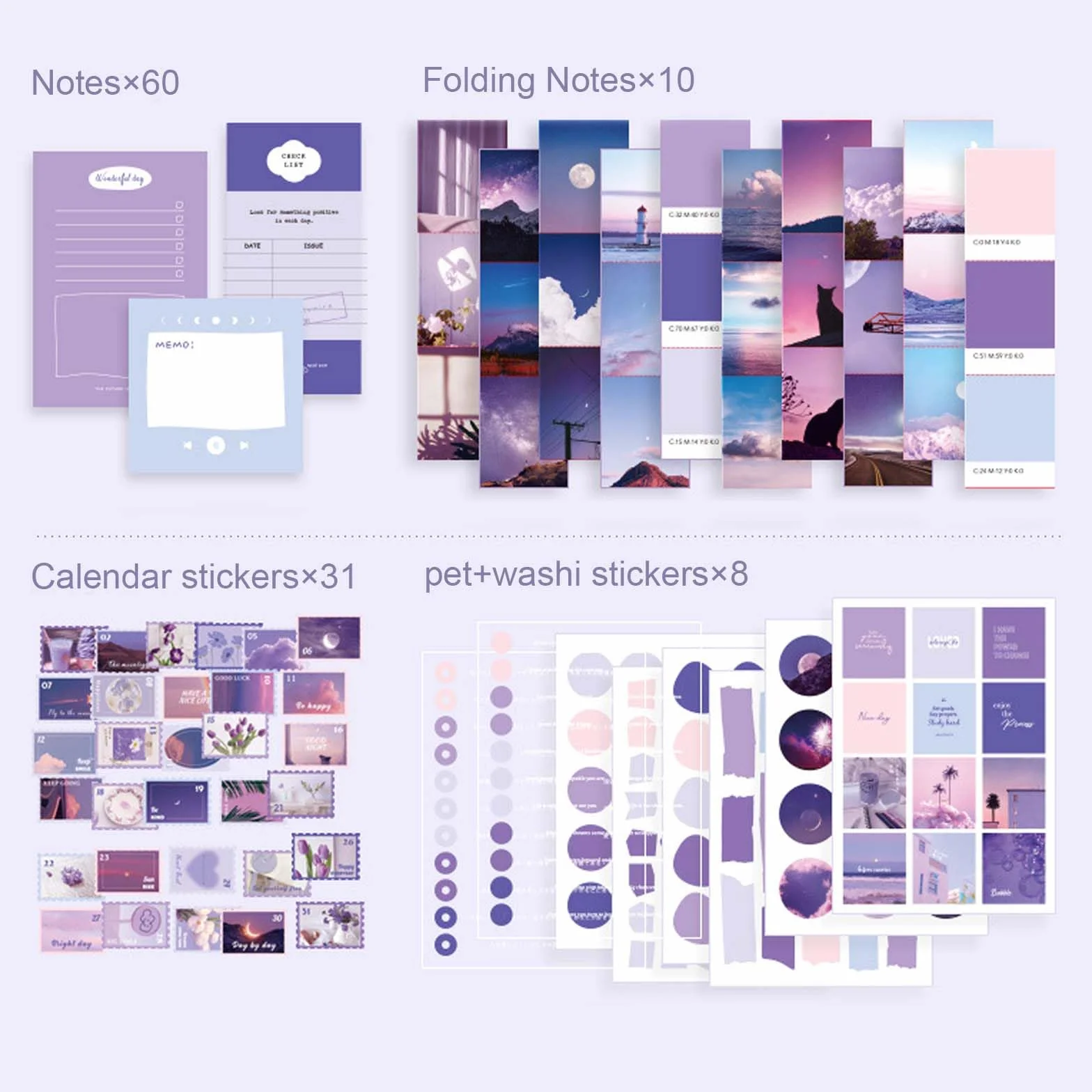 Zimoer Set di Accessori per Scrapbookking Estetico, Scrapbook Set di accessori estetici Bullet Journal con griglia A6, Bullet Junk Journal Set per Scrapbook Journaling, regalo DIY per ragazze e donne