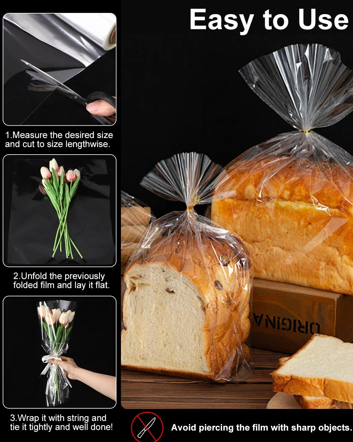 LEAZZLE 86CM x 30M Carta Trasparente per Confezioni,3 Mils Cellophane per Imballaggio, Carta Regalo Rotolo, Cellofan per Imballaggio per Fiori, Regali, Cesti, Imballaggi Artistici(86CM piegato a 43CM)