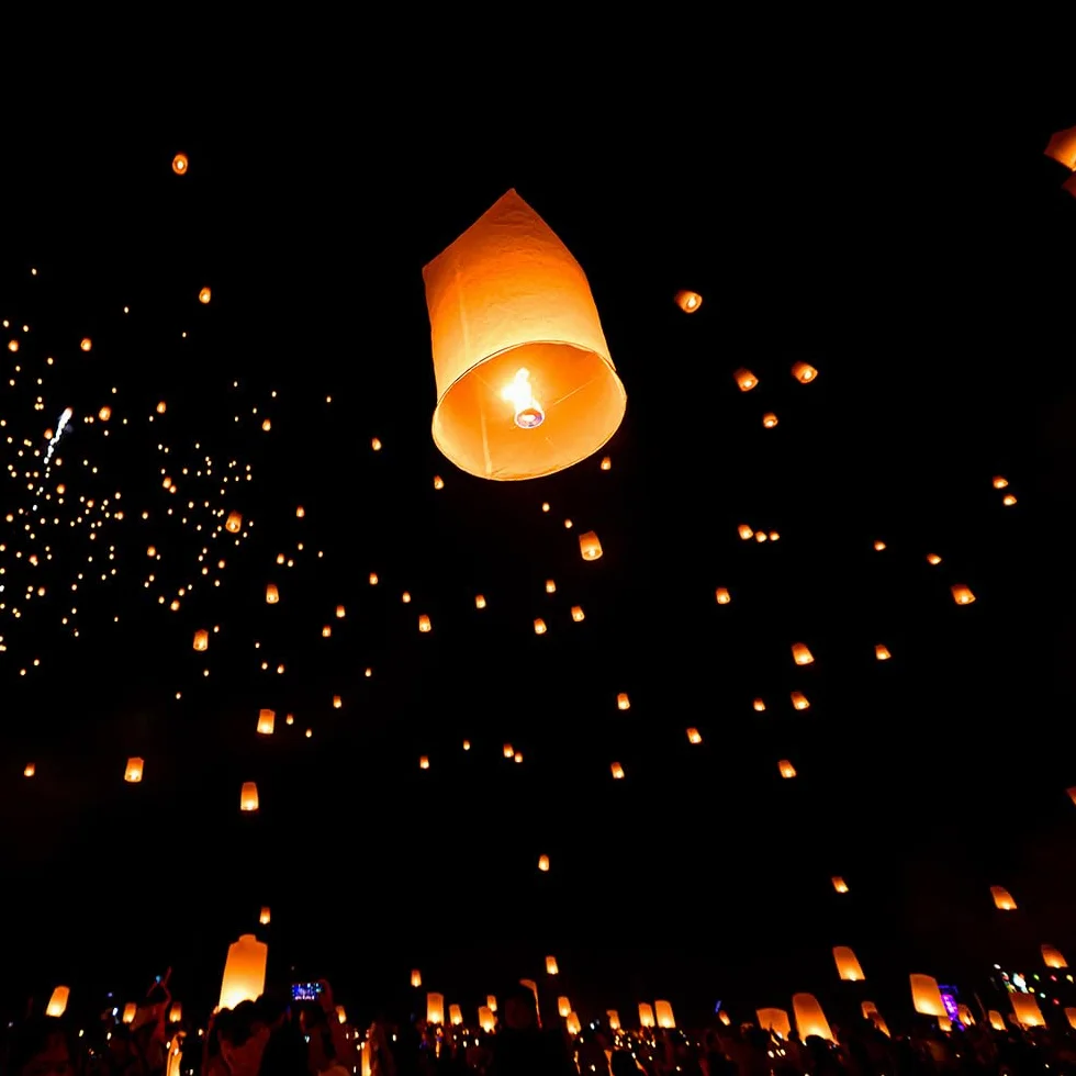 SPARKLERS CLUB Set 10 lanterne volanti biodegradabili, Sky Lanterns 30x45x80 cm