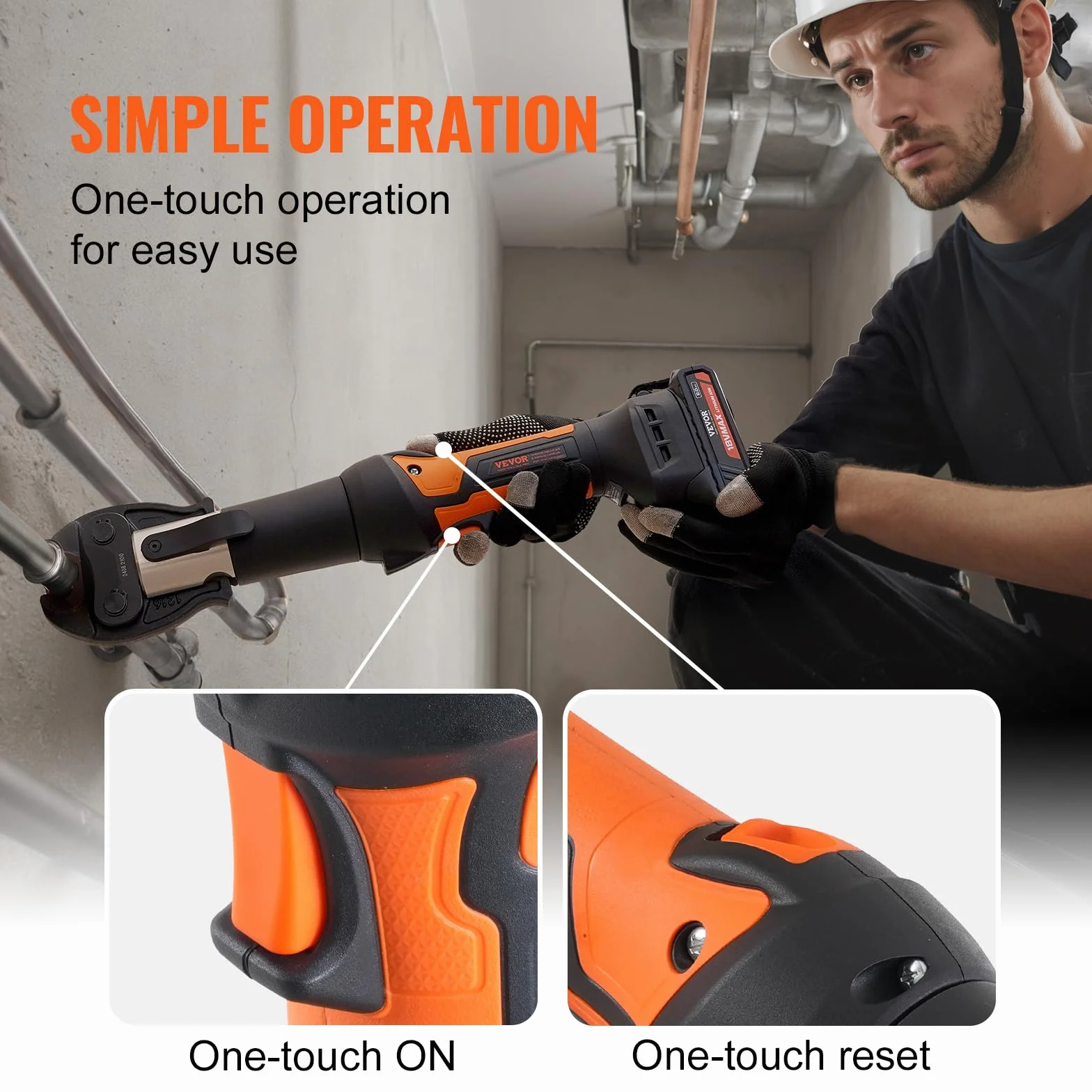 VEVOR Kit di Utensili per Pressatura e Batteria, Utensile Elettrico per Crimpatura di Tubi con Ganasce M15, M22, M28, Pressatura con 2 Batterie 20 V 2,0 Ah, Caricabatterie Rapido e Custodia Trasporto