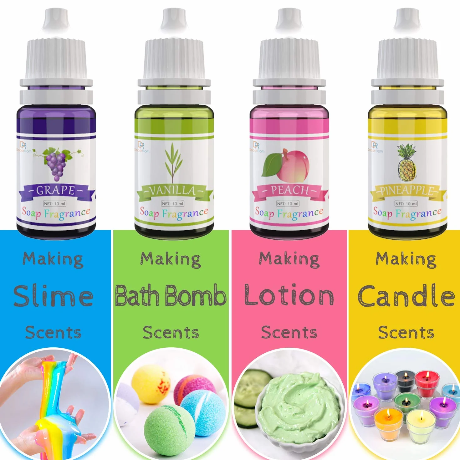 18 Oli Essenziali Liquidi Profumati per Sapone - Bomba da Bagno, Slime Fai da Te - Profumi Concentrati di Grado Alimentare per Cosmetici, Arte, Artigianato