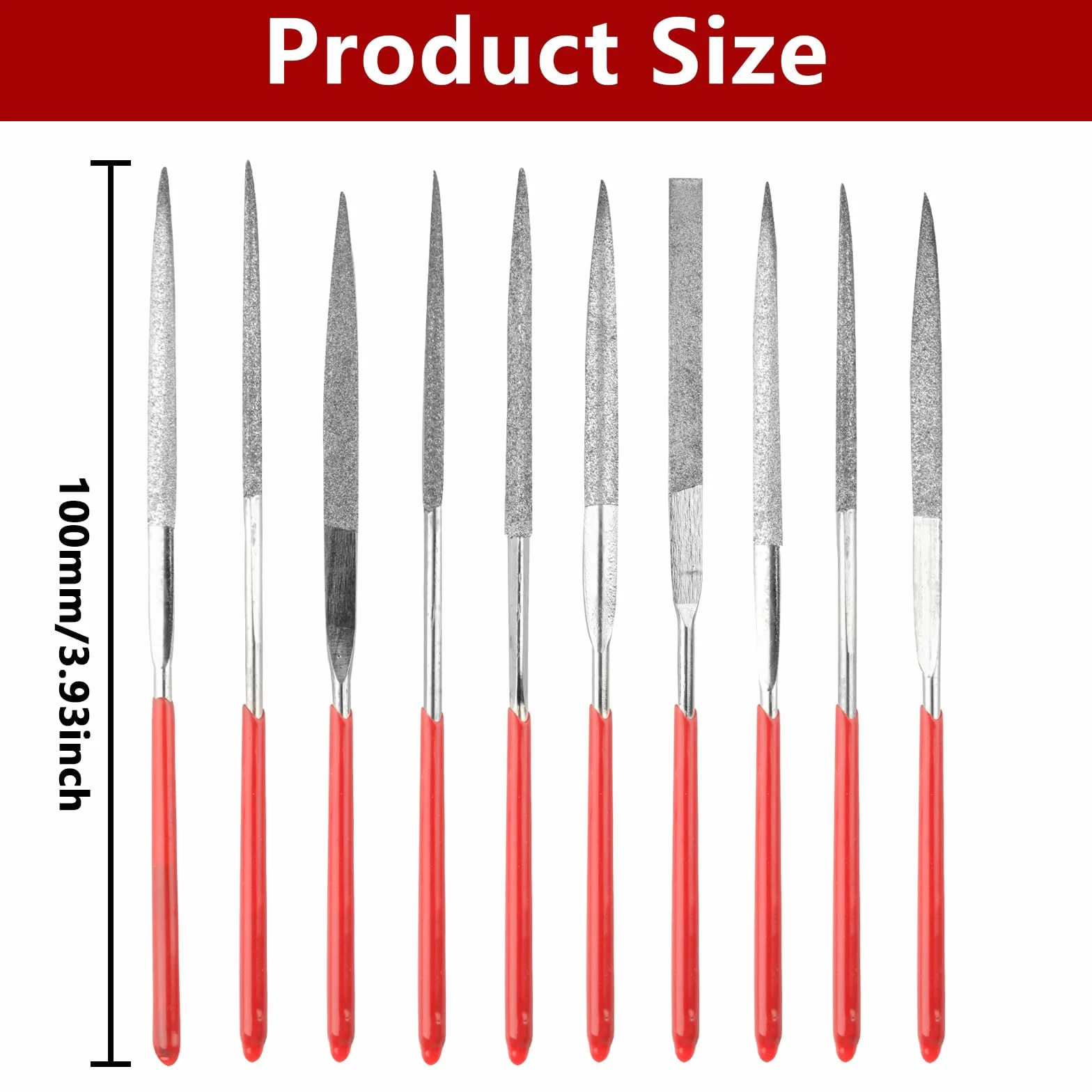 Set di 10 mini lime diamantate per modellismo, per legno, gioielli, metallo, pietra e accessori per stampanti 3D (10 modelli)